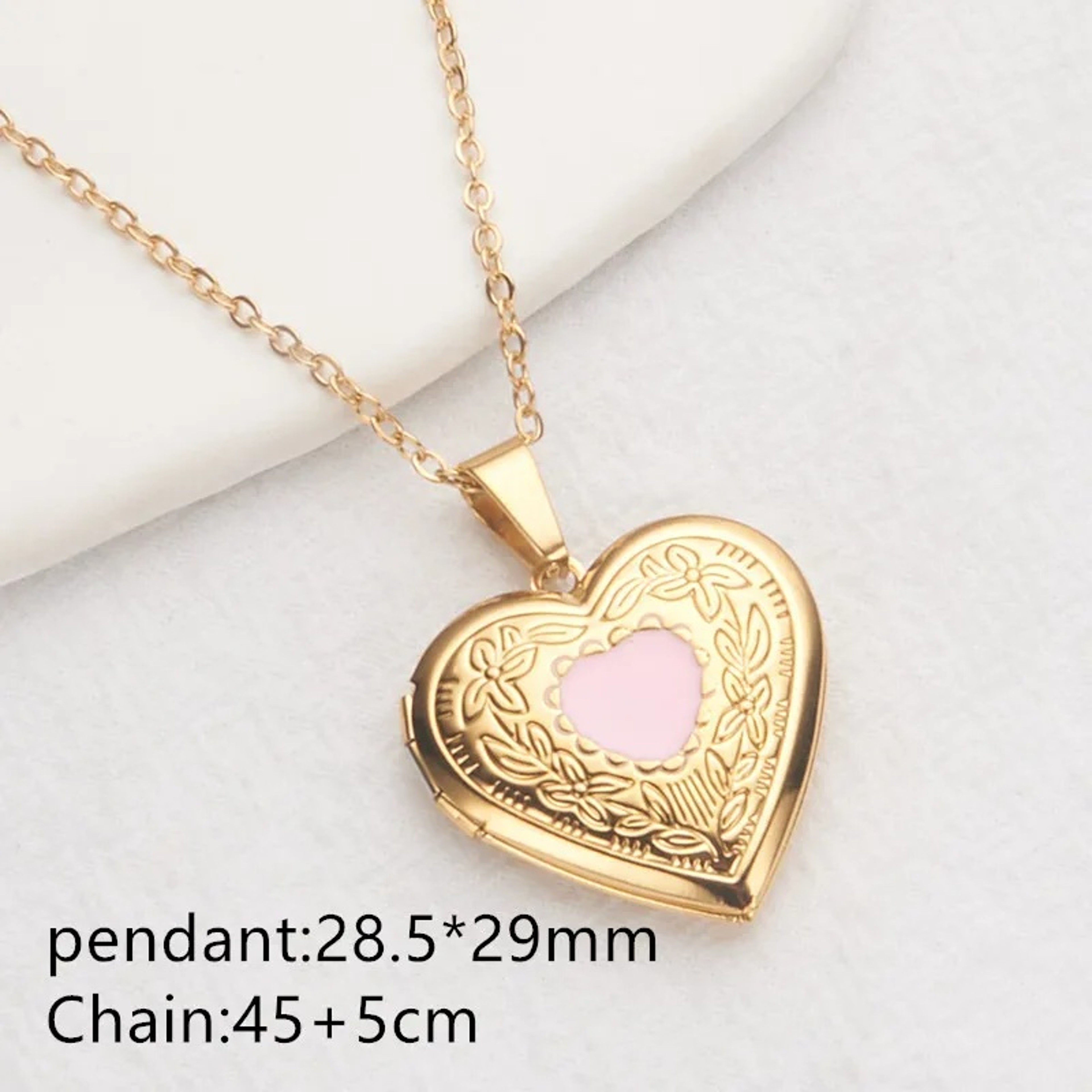 Heart Lock Photo Pendant Necklace Stainless Steel Waterproof Locket Gift For Women 11