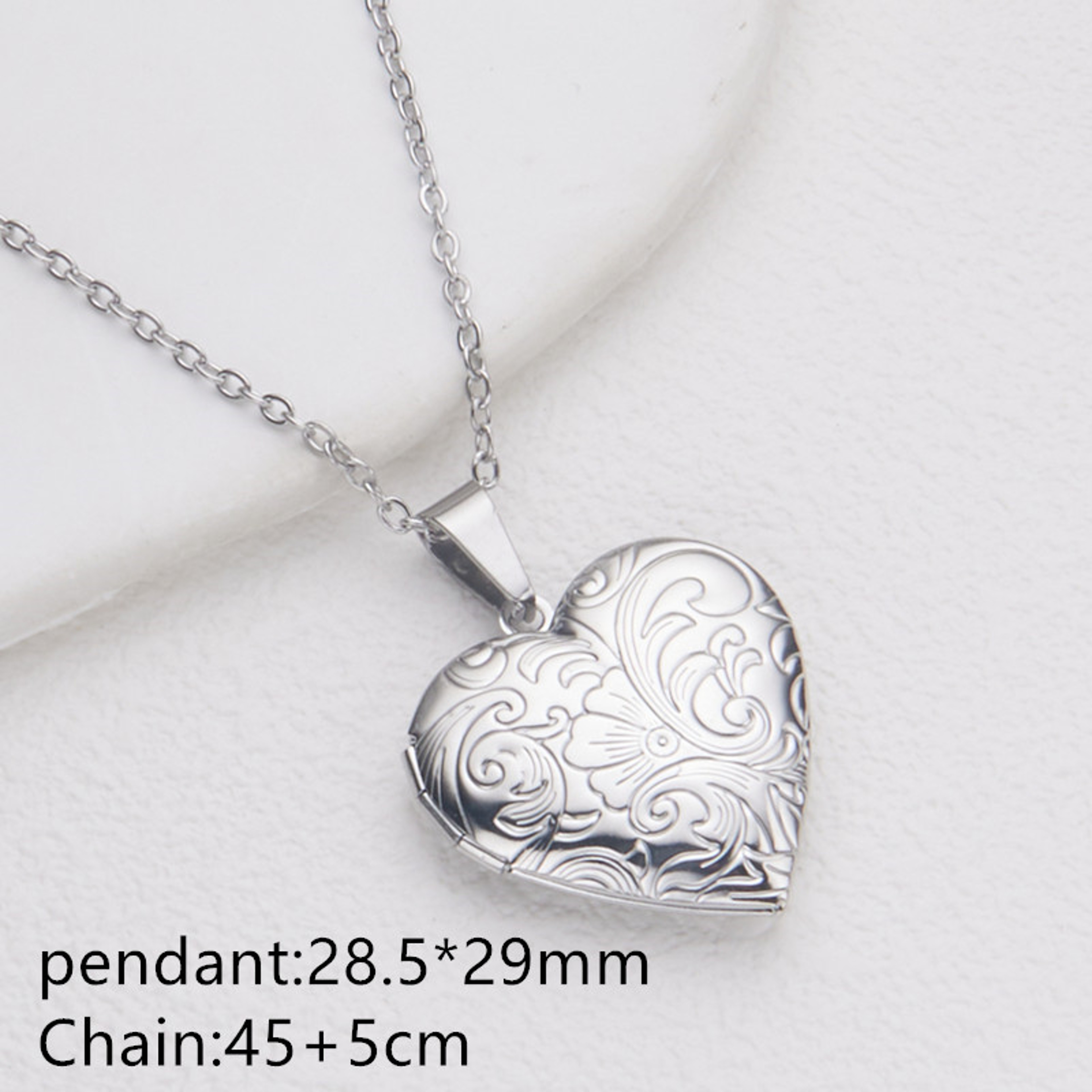 Heart Lock Photo Pendant Necklace Stainless Steel Waterproof Locket Gift For Women 15