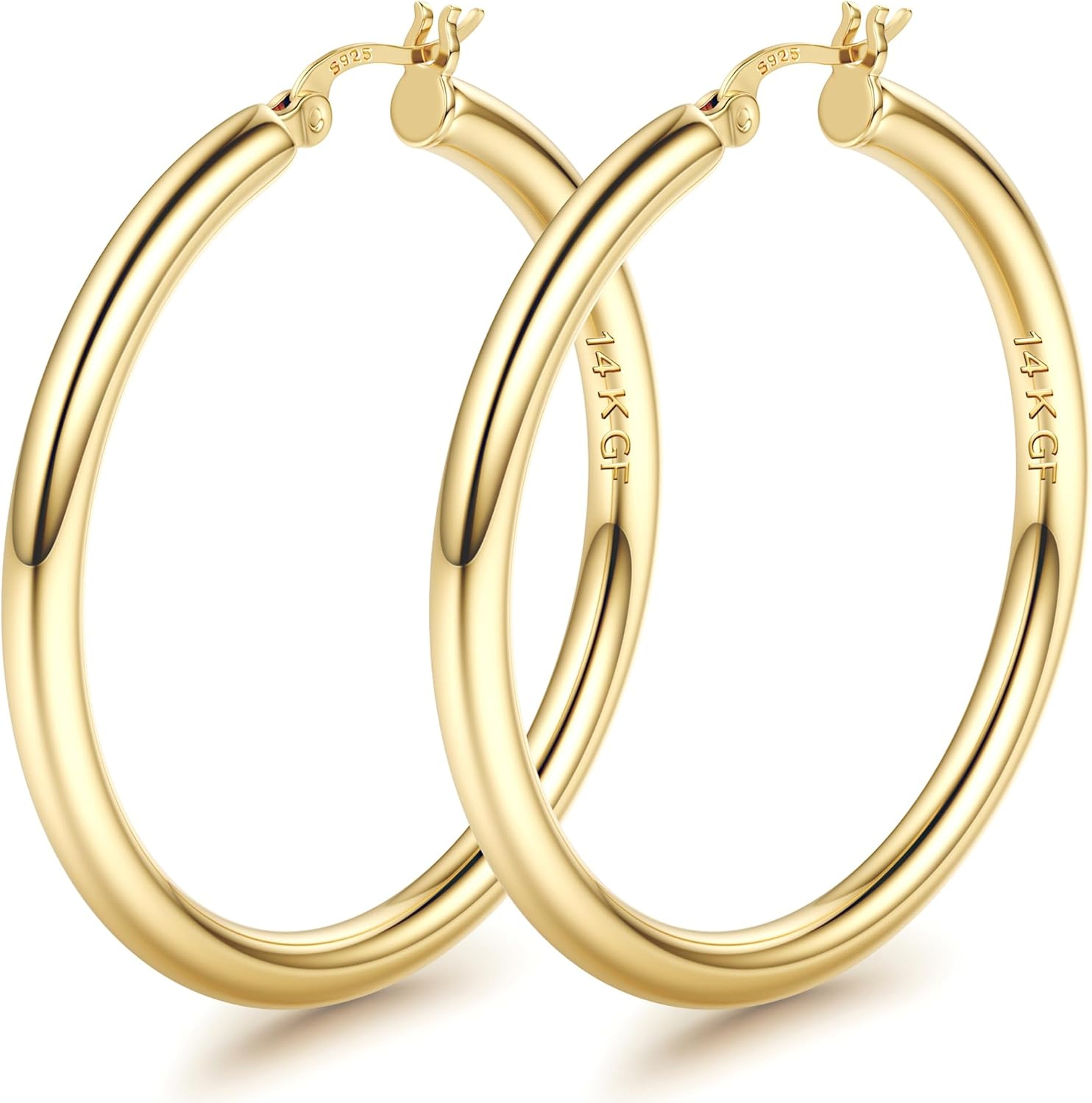 Gold Plated Earrings Chunky Hoop Earrings For Women Lightweight Hypoallergenic Hoops 8