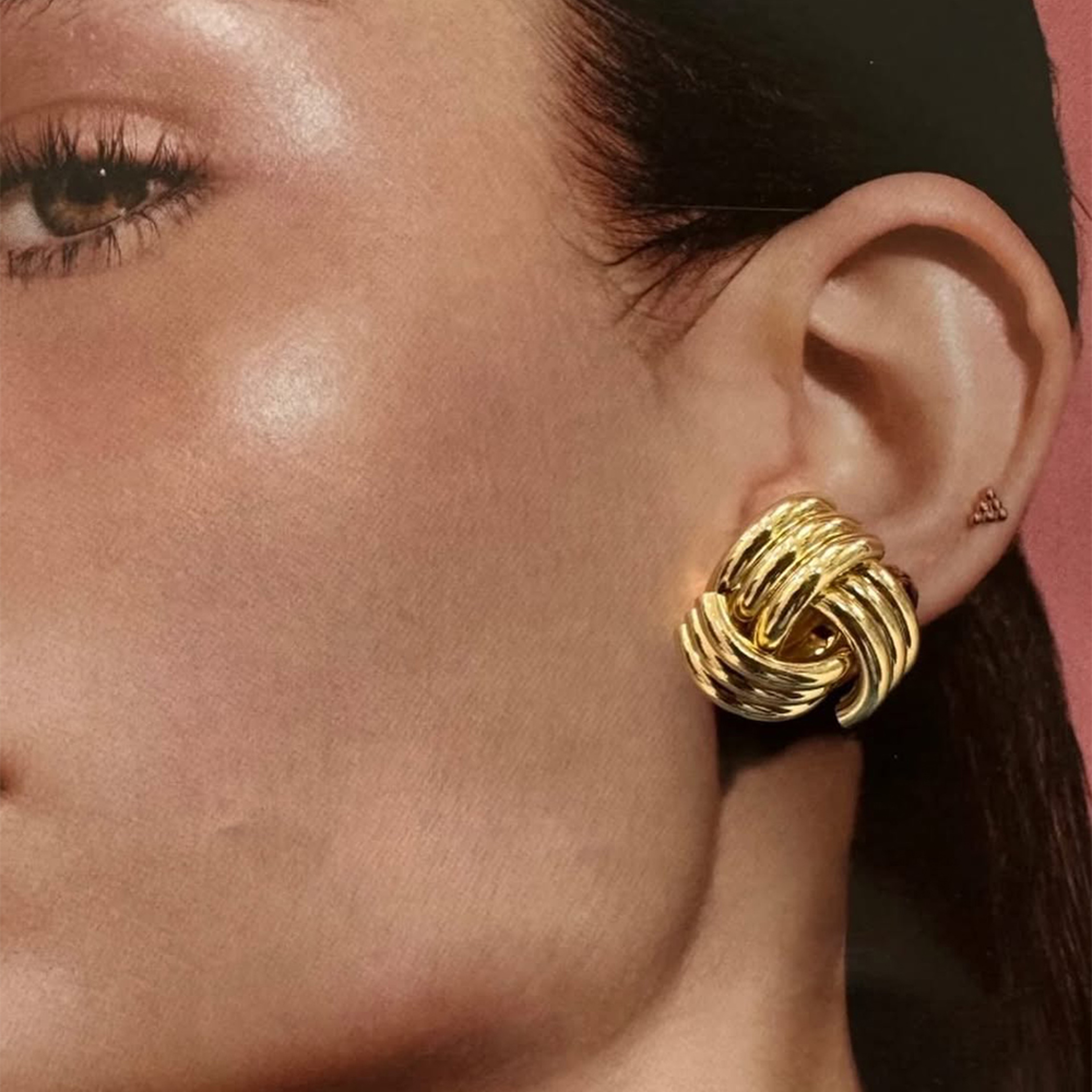 Retro Geometric Stud Earrings For Women Stainless Steel Twisted Knot Statement Earrings 1