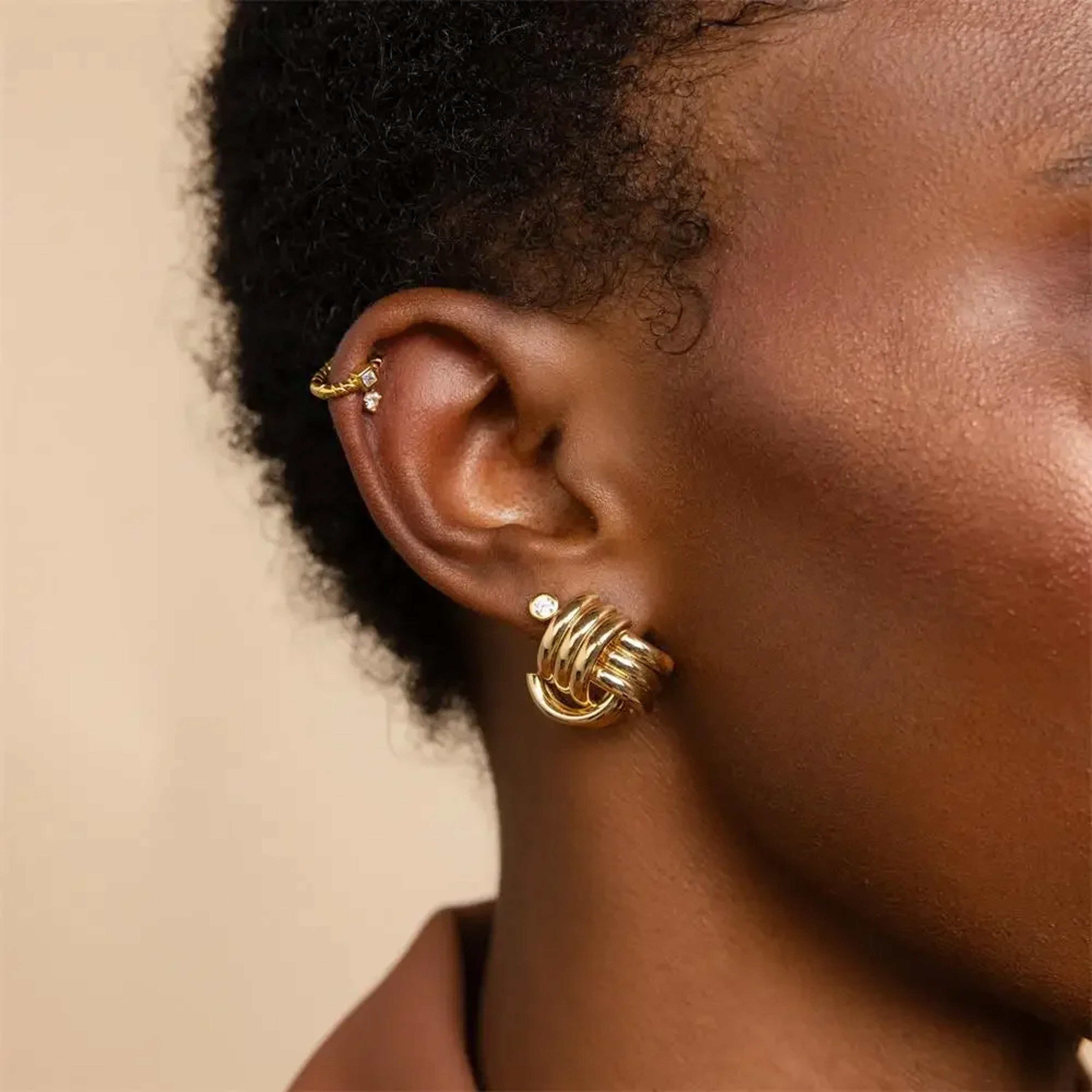 Retro Geometric Stud Earrings For Women Stainless Steel Twisted Knot Statement Earrings 2