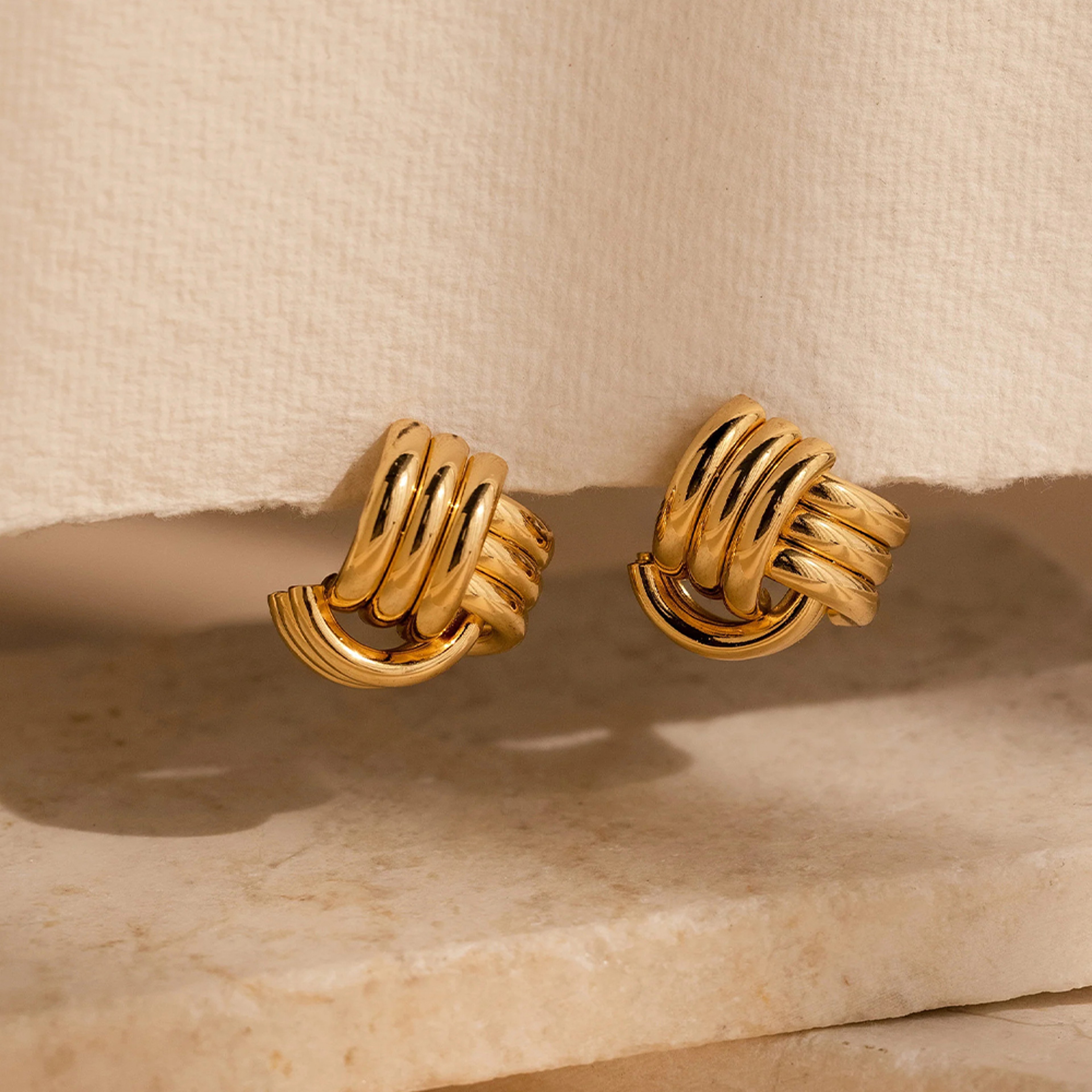 Retro Geometric Stud Earrings For Women Stainless Steel Twisted Knot Statement Earrings 4