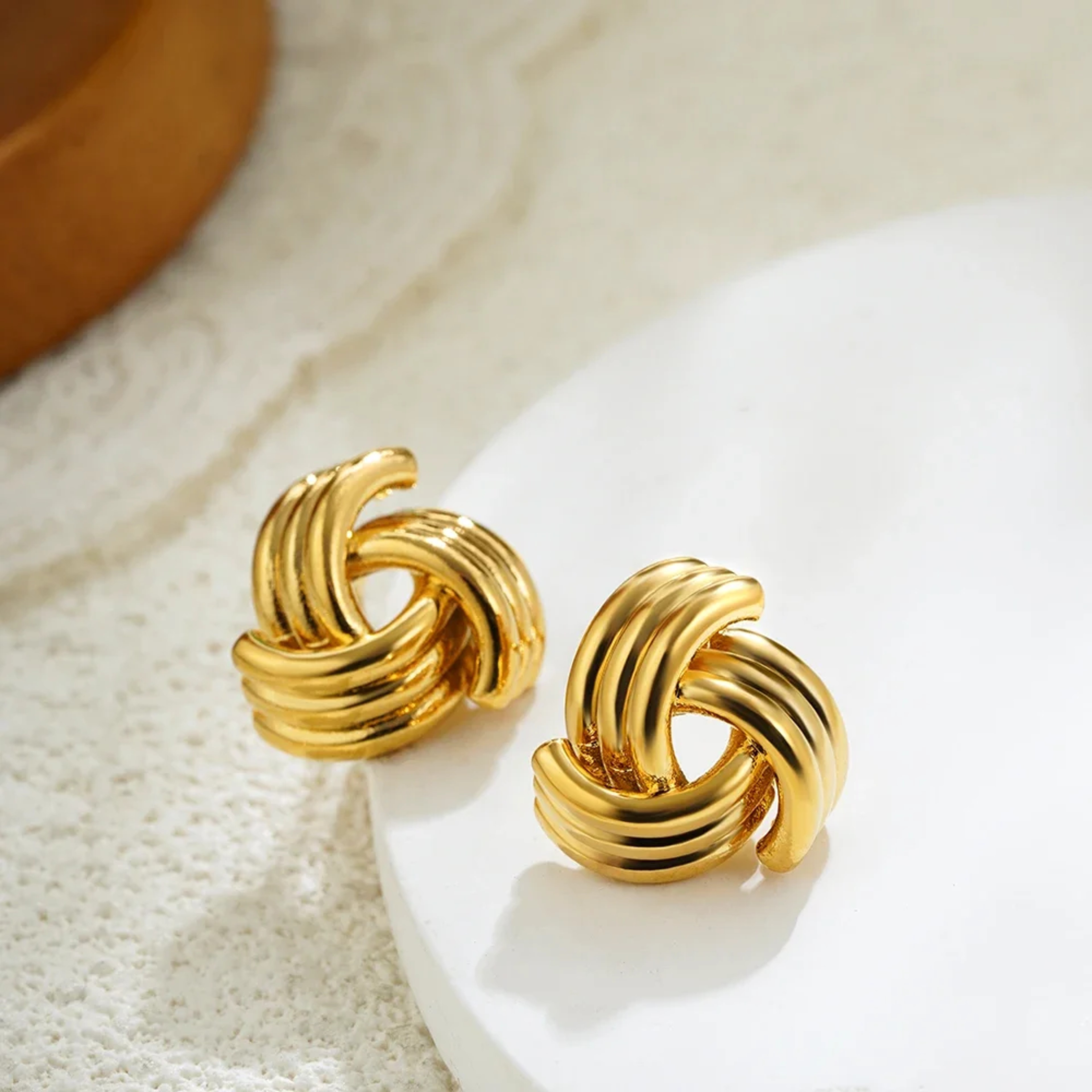 Retro Geometric Stud Earrings For Women Stainless Steel Twisted Knot Statement Earrings 5