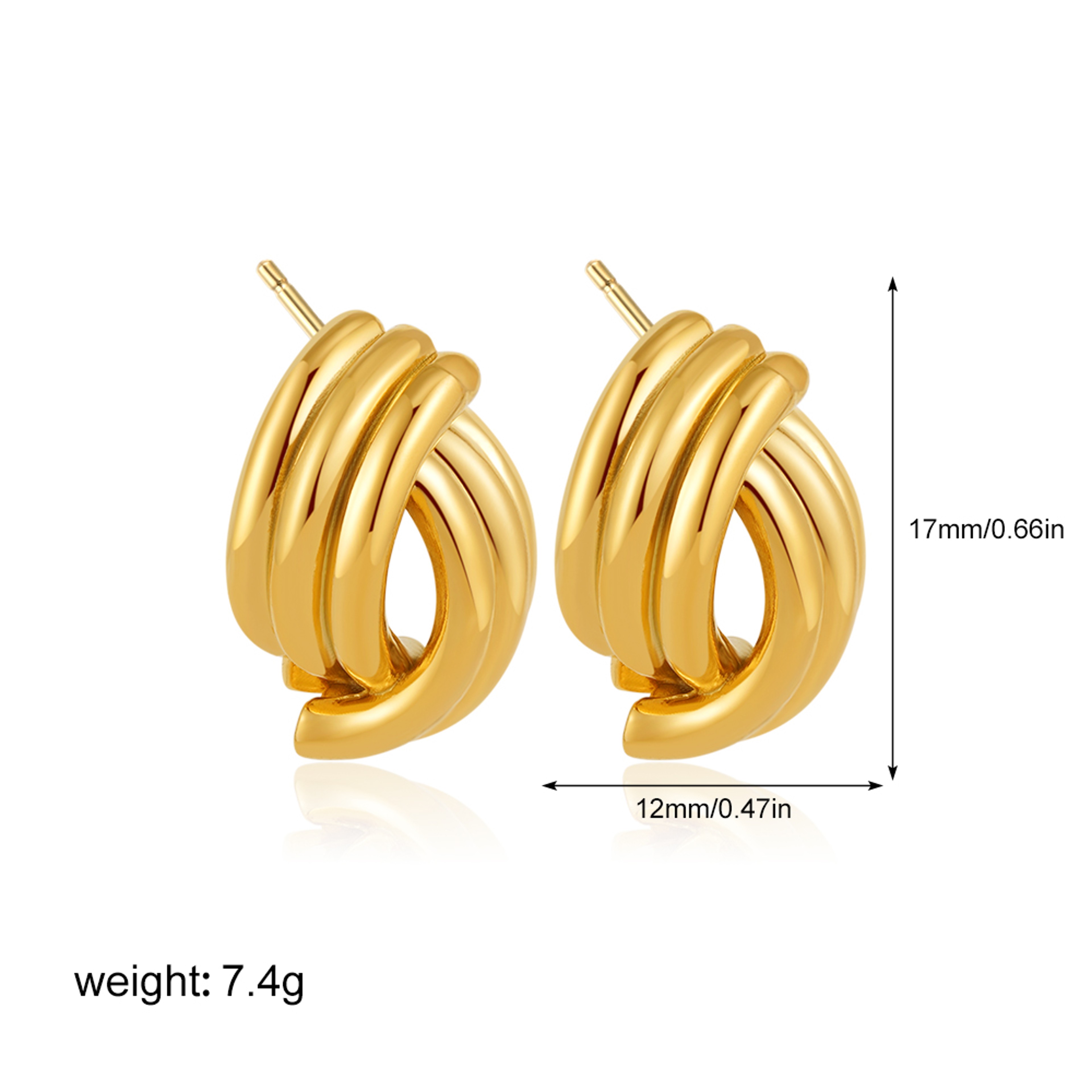 Retro Geometric Stud Earrings For Women Stainless Steel Twisted Knot Statement Earrings 9