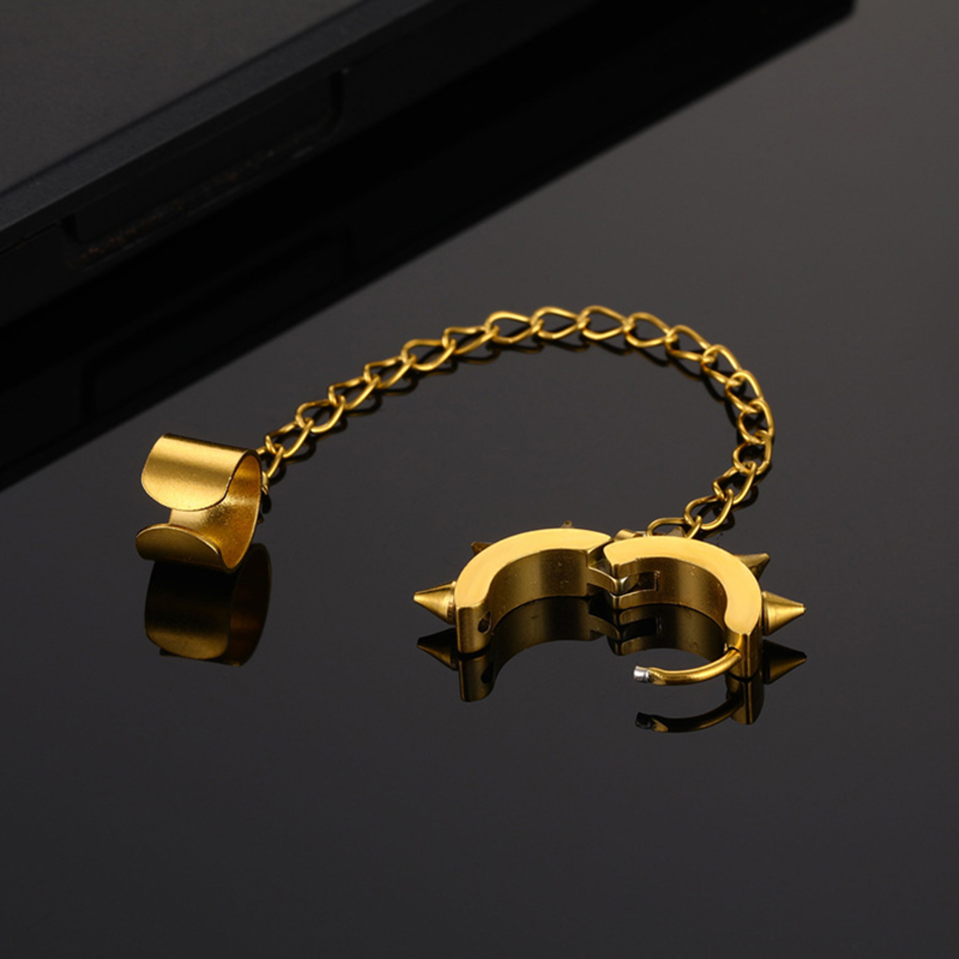Retro Cross Clip Earring With Chain Tassel Punk Ear Cuff Earring For Women  Men 5