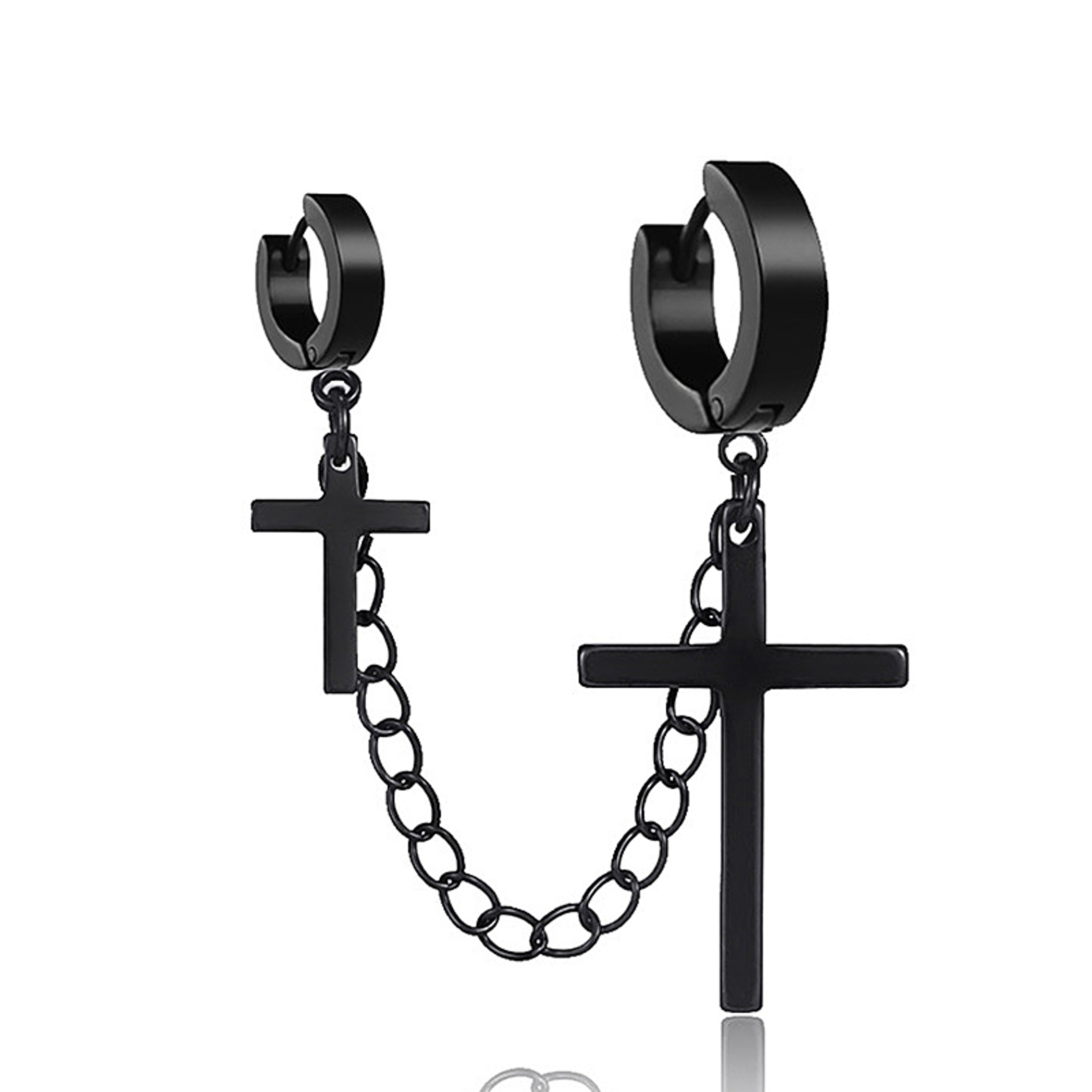 Retro Cross Clip Earring With Chain Tassel Punk Ear Cuff Earring For Women  Men 6