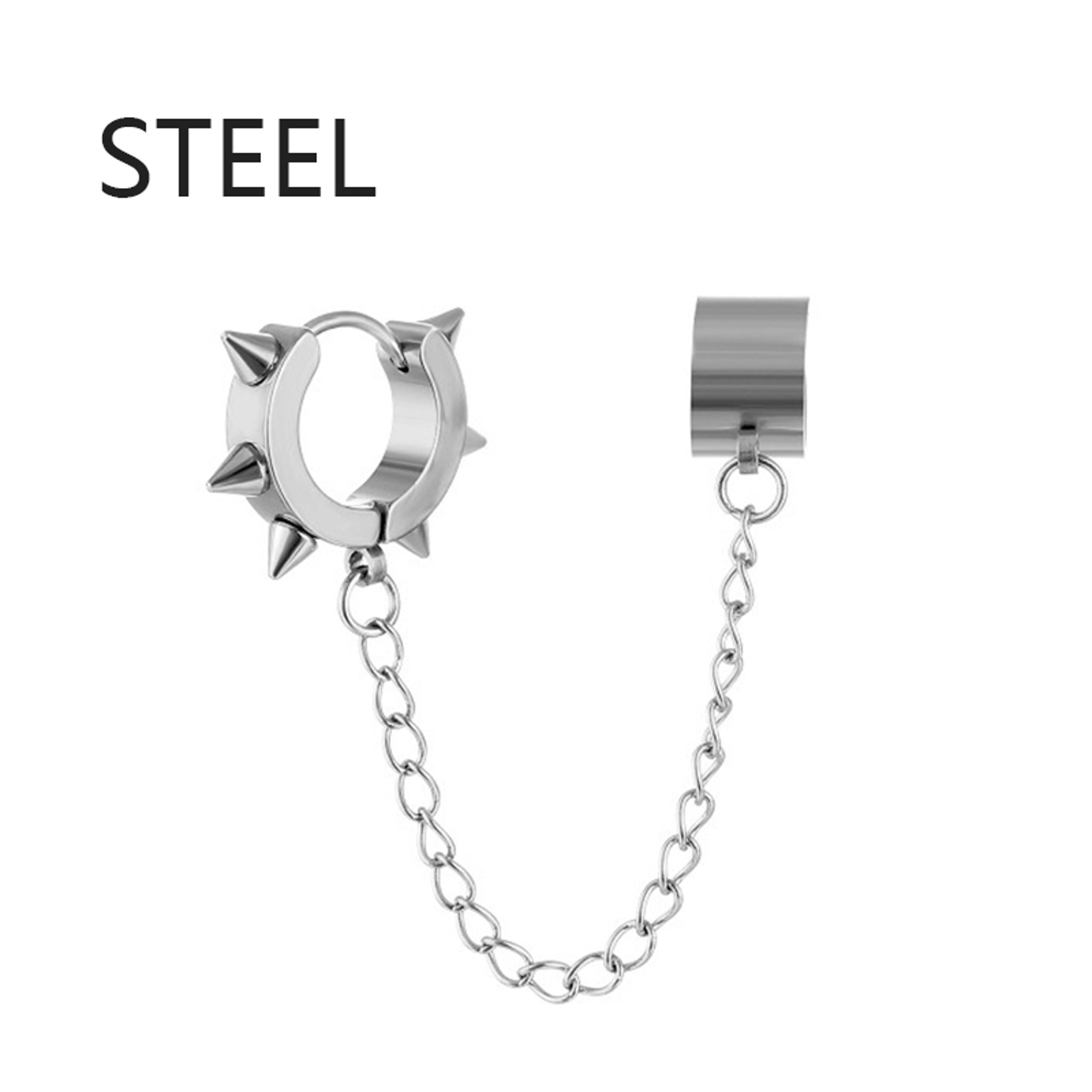 Retro Cross Clip Earring With Chain Tassel Punk Ear Cuff Earring For Women  Men 8