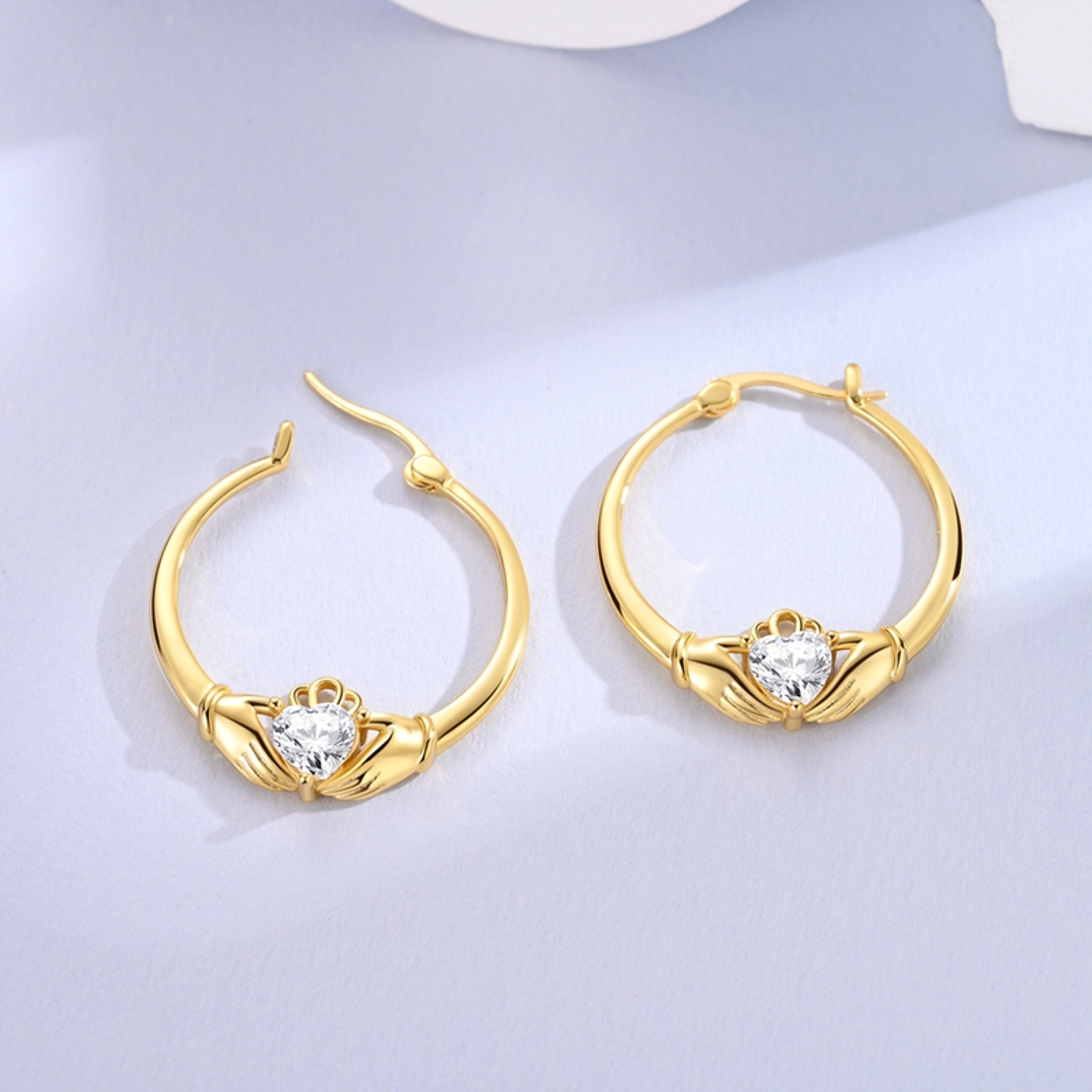 Sterling Silver Claddagh Earrings Irish Hoop Earrings Celtic Jewelry Gift For Women 2