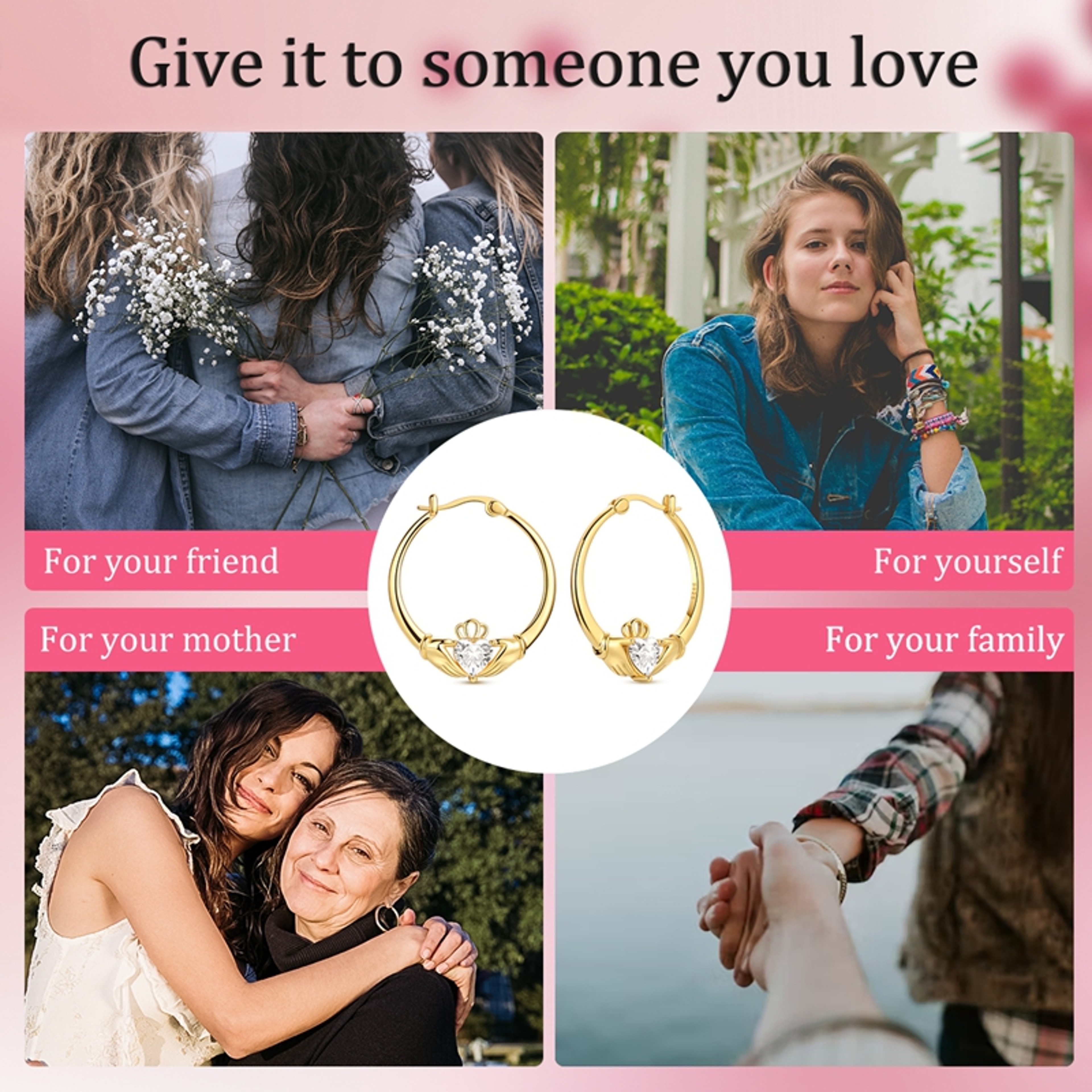 Sterling Silver Claddagh Earrings Irish Hoop Earrings Celtic Jewelry Gift For Women 4