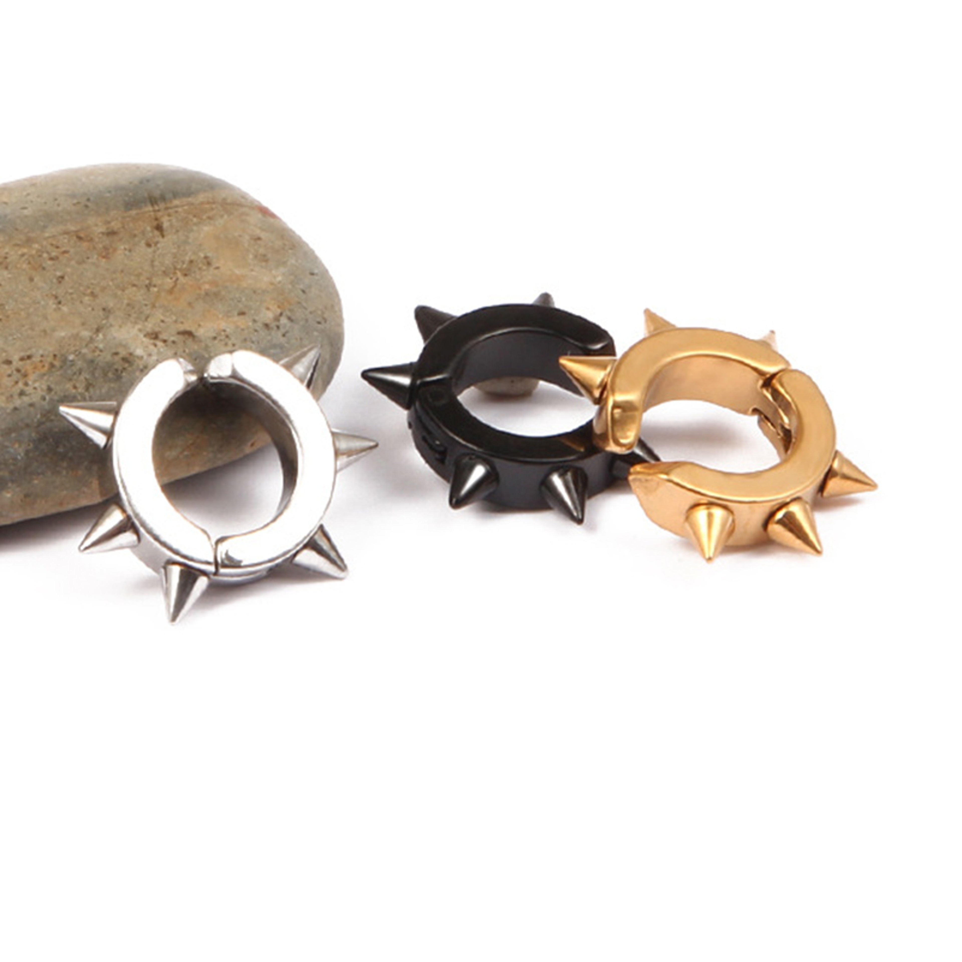 Punk Stainless Steel Spike Stud Earrings For Men  Women Gothic Unisex Jewelry 5