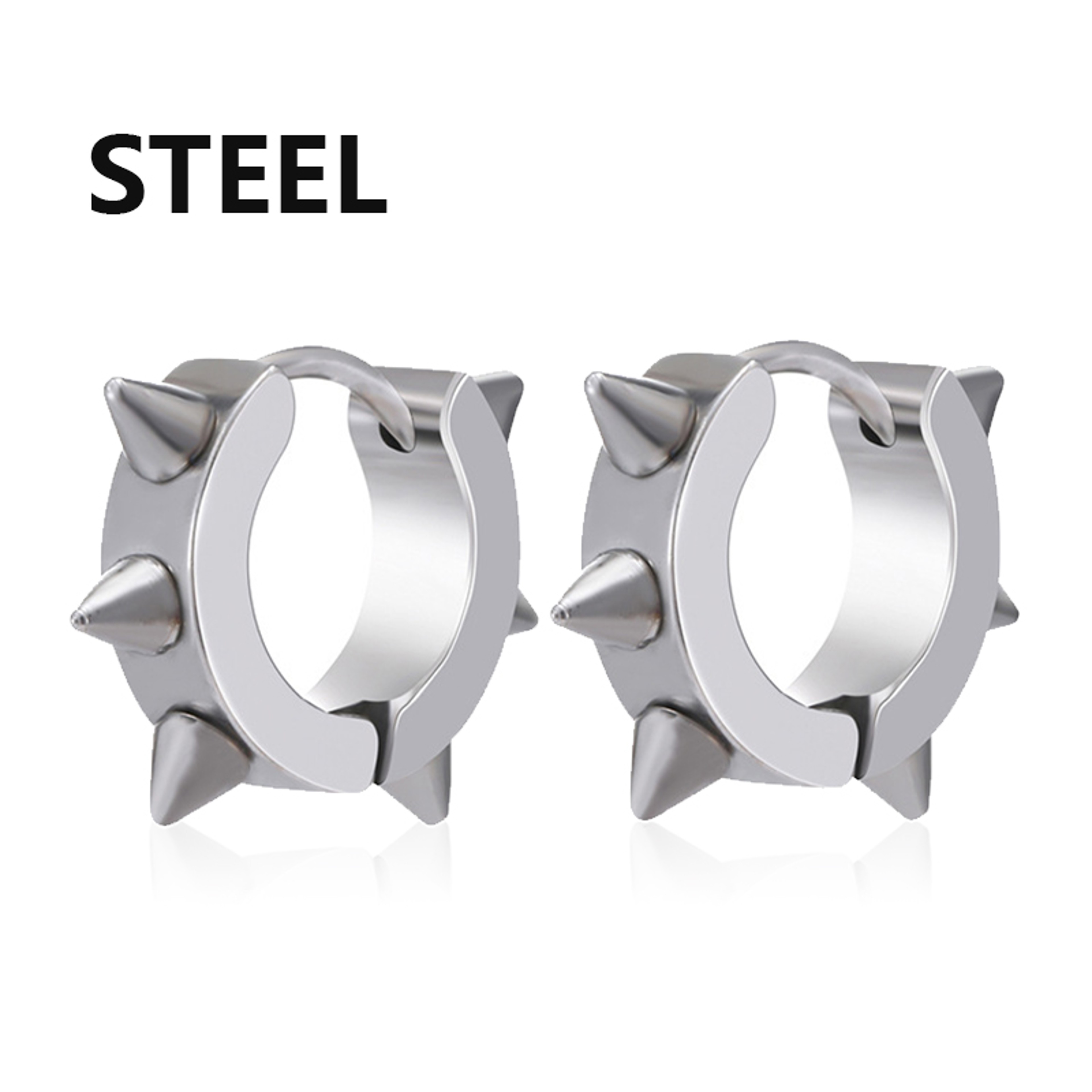 Punk Stainless Steel Spike Stud Earrings For Men  Women Gothic Unisex Jewelry 11