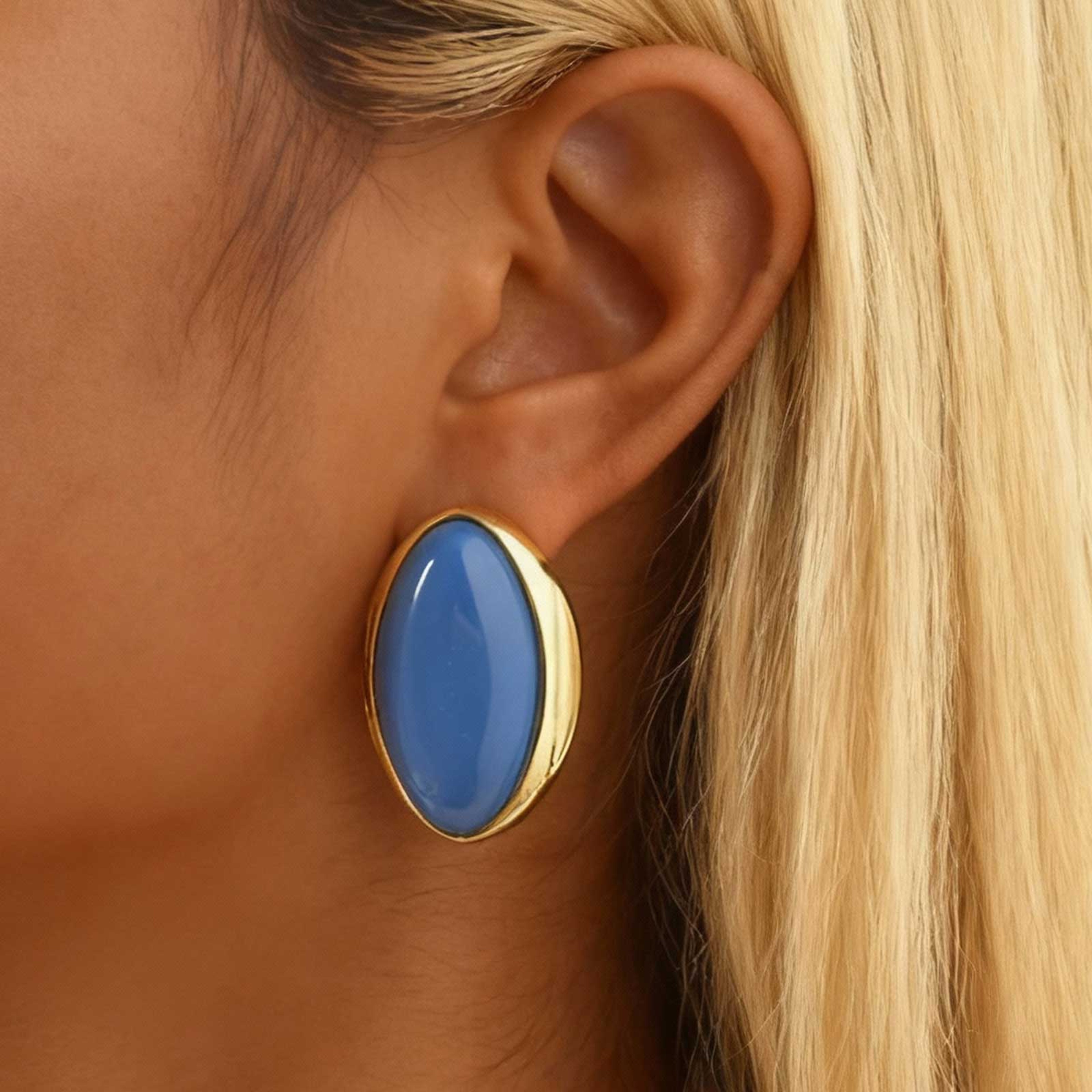 Retro Geometric Stud Earrings For Women Bold Oval Statement Earrings For Parties  Everyday Style 1