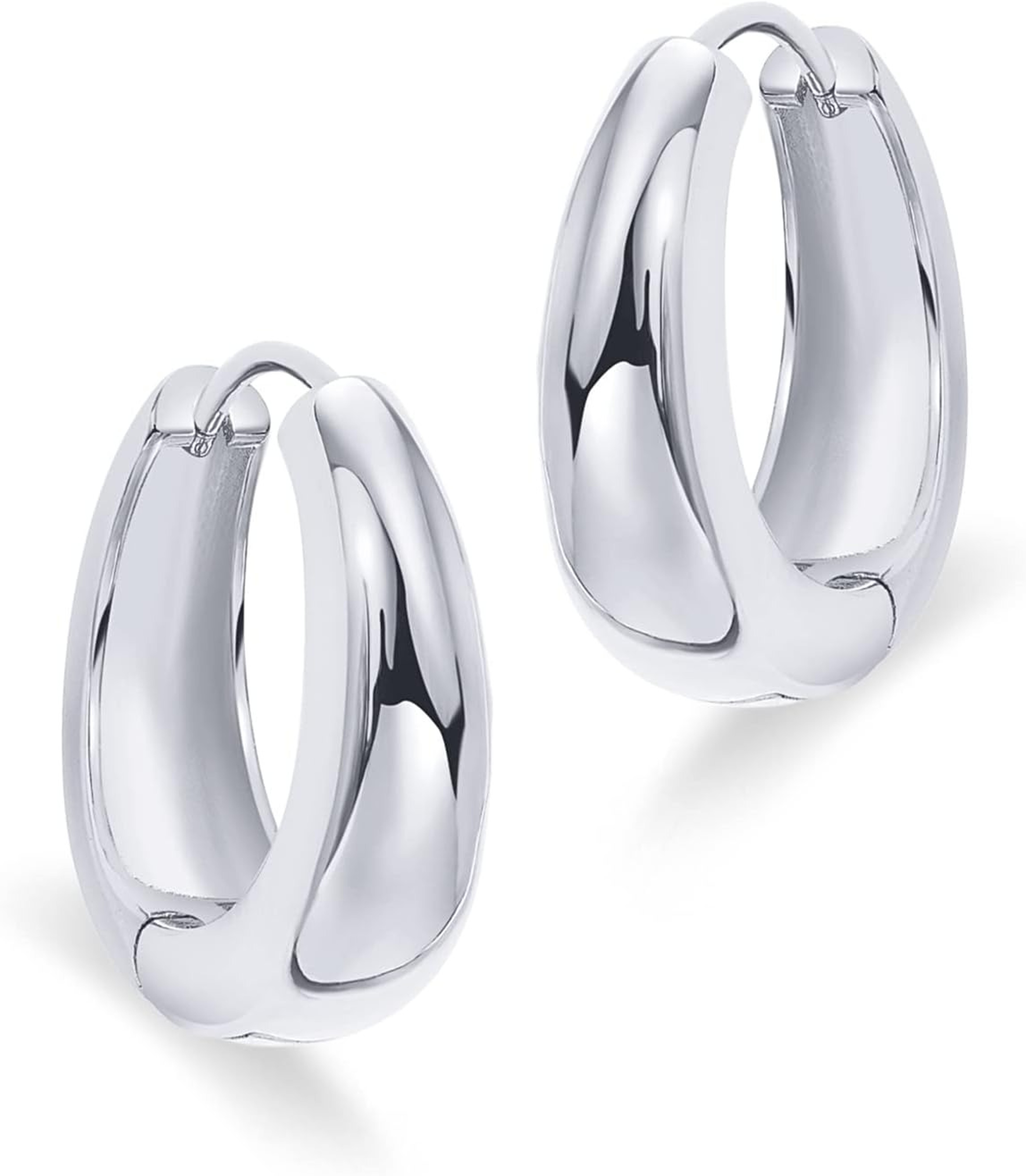Gold Hoop Earrings with Sterling Silver Posts Lightweight Chunky Retro Hoops for Women – view 8