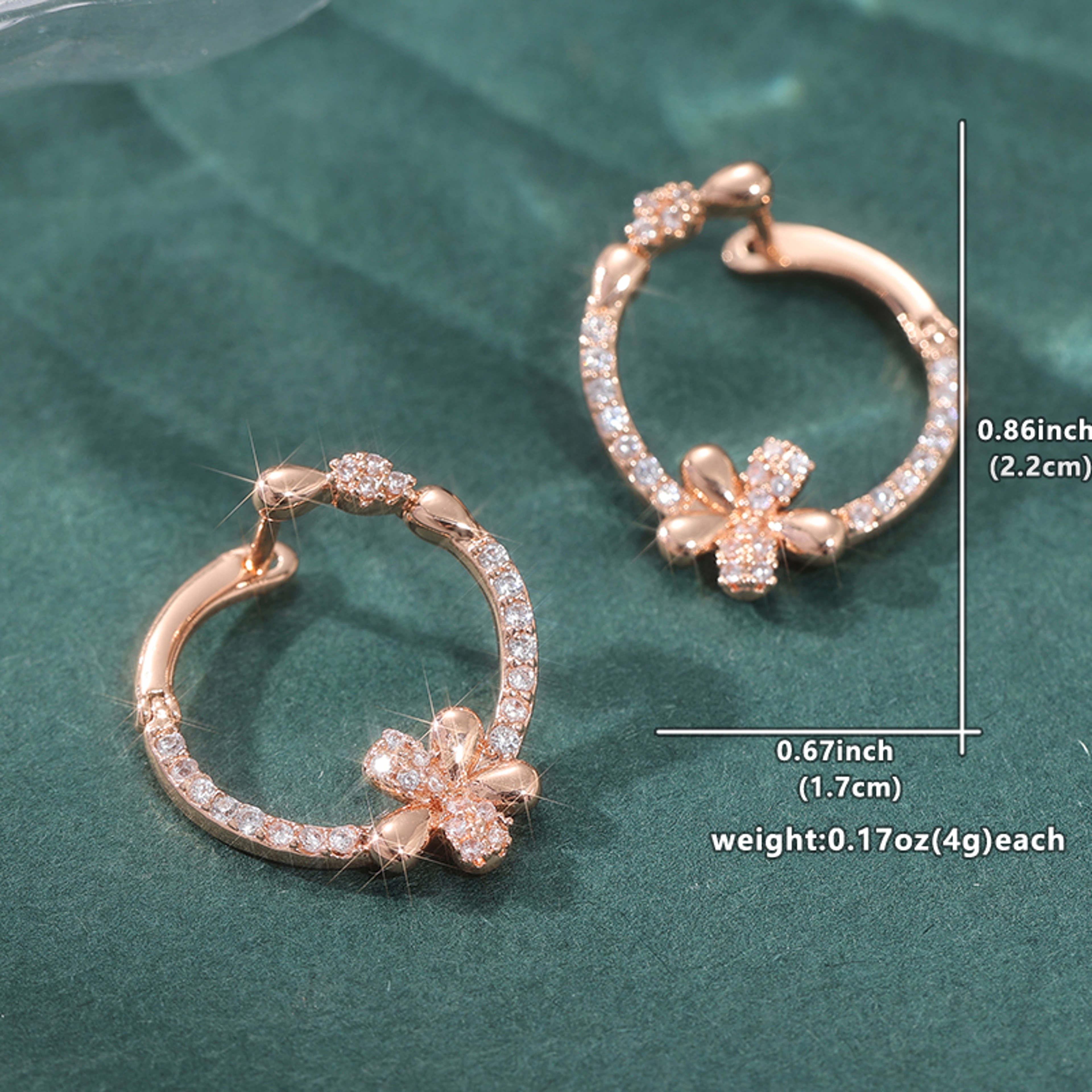 Sparkling Flower Hoop Earrings with Zirconia Crystal Floral Design for Weddings & Everyday Elegance – view 5
