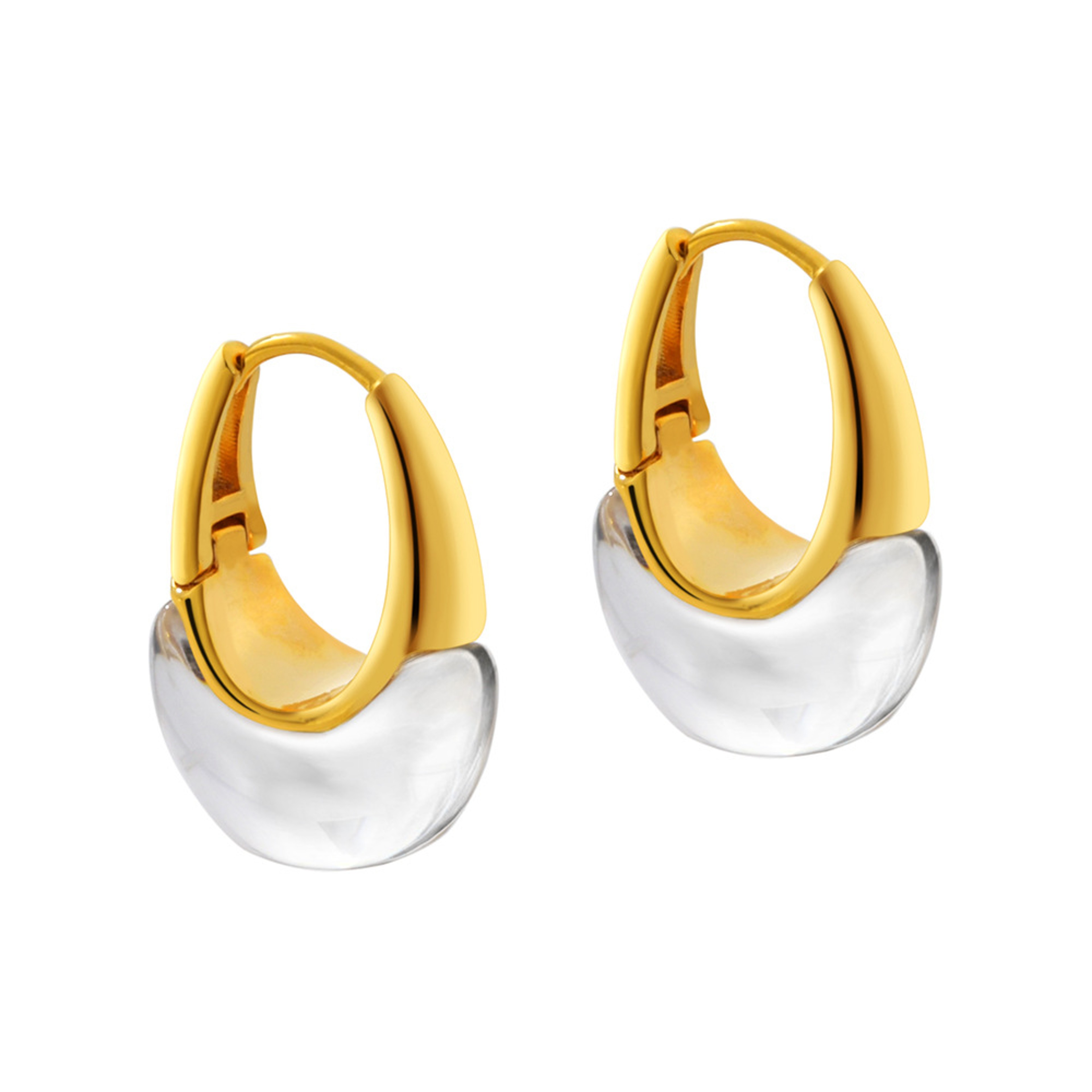 Elegant Gold Plated Stud Earrings with Transparent Water Drop Design for Women – view 7
