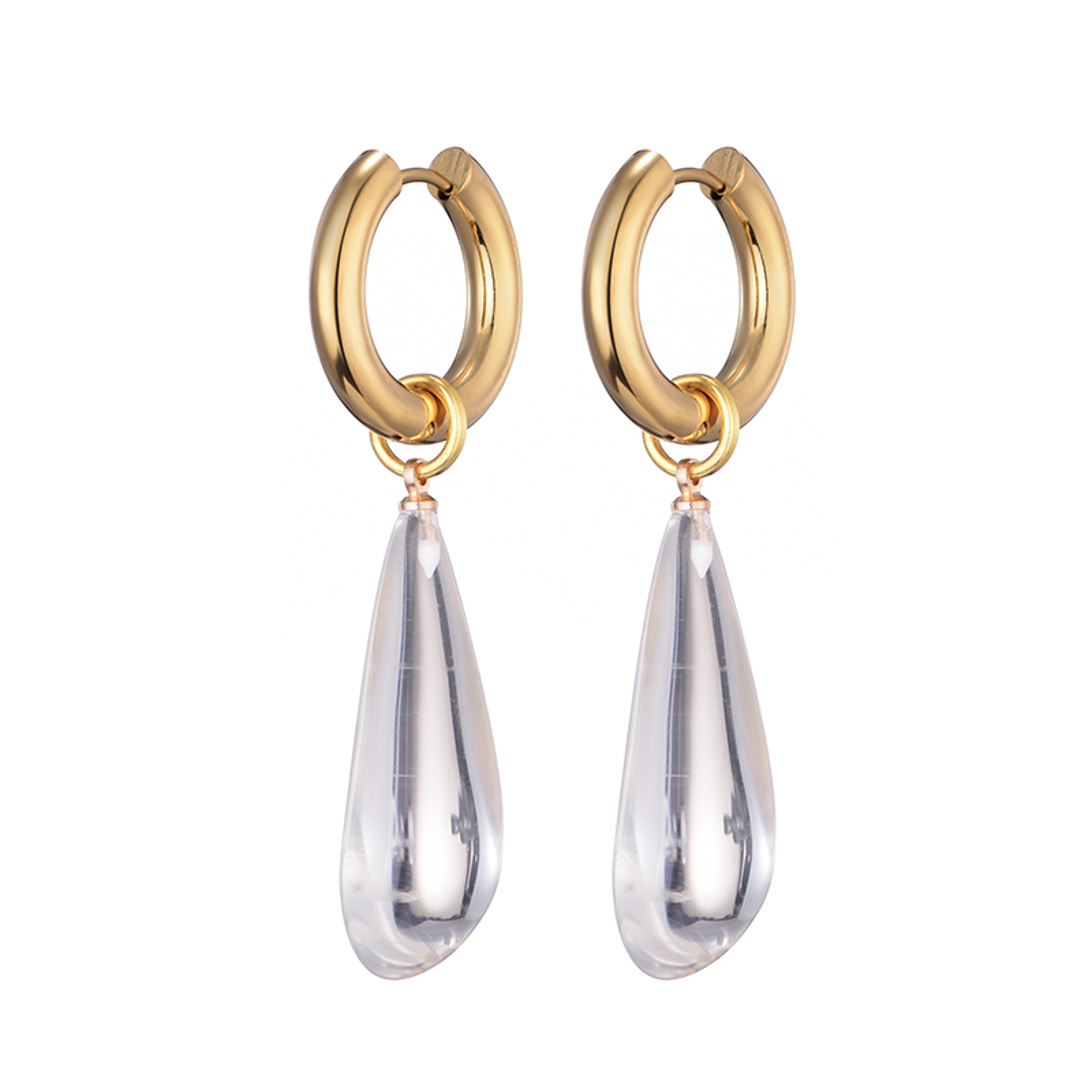 Elegant Waterdrop Hoop Earrings for Women Gold Stainless Steel Earrings with Teardrop Dangle – view 7