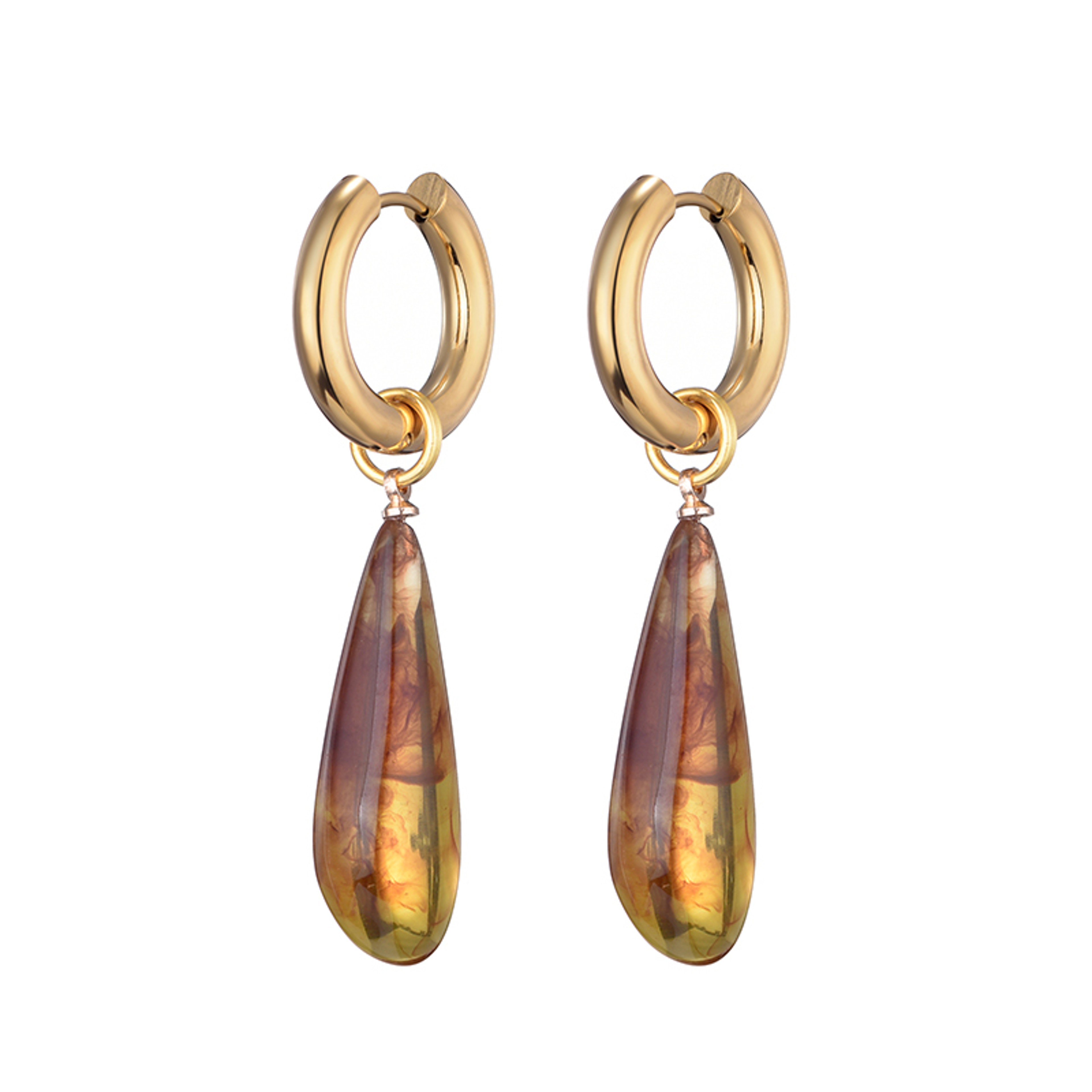 Elegant Waterdrop Hoop Earrings for Women Gold Stainless Steel Earrings with Teardrop Dangle – view 8