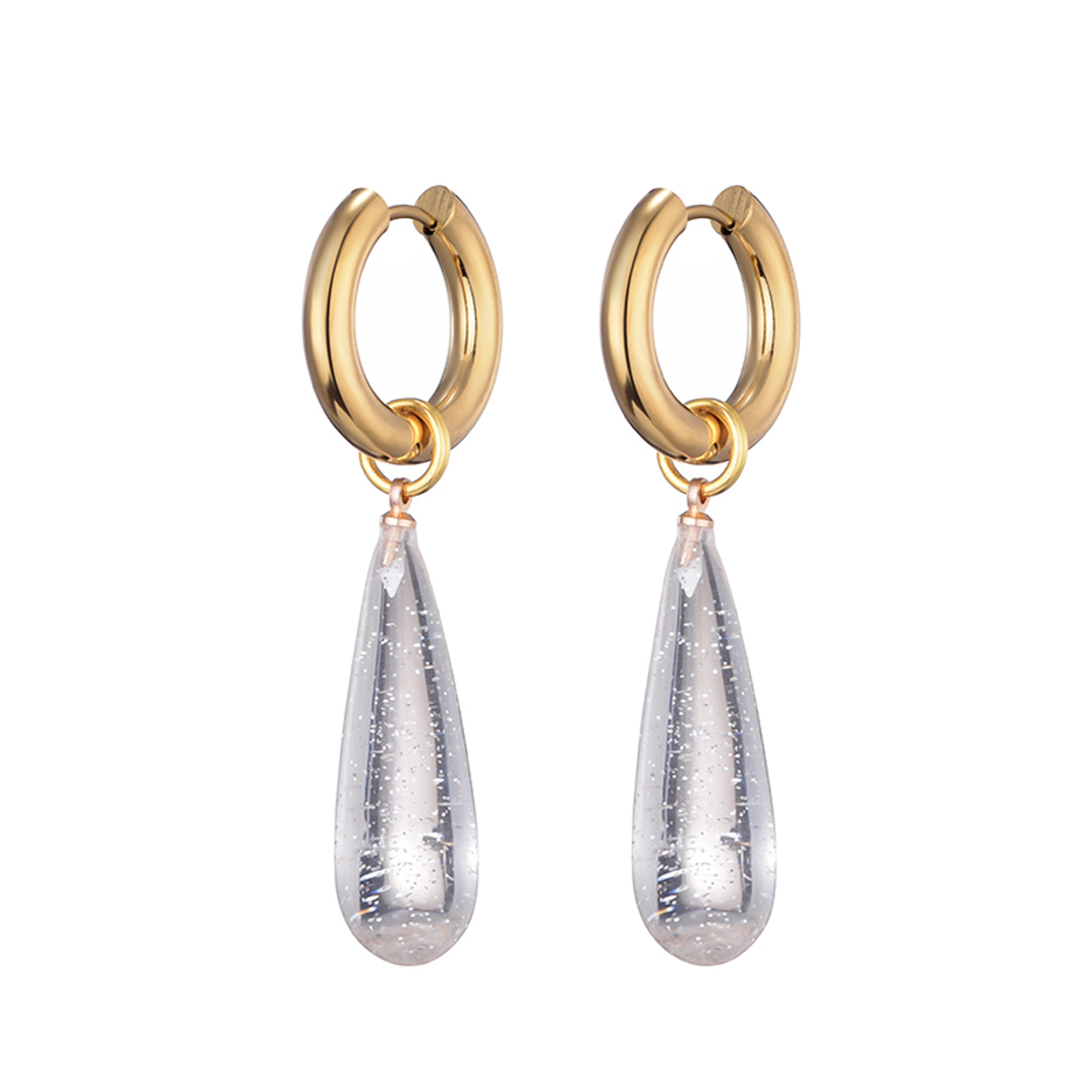 Elegant Waterdrop Hoop Earrings for Women Gold Stainless Steel Earrings with Teardrop Dangle – view 10