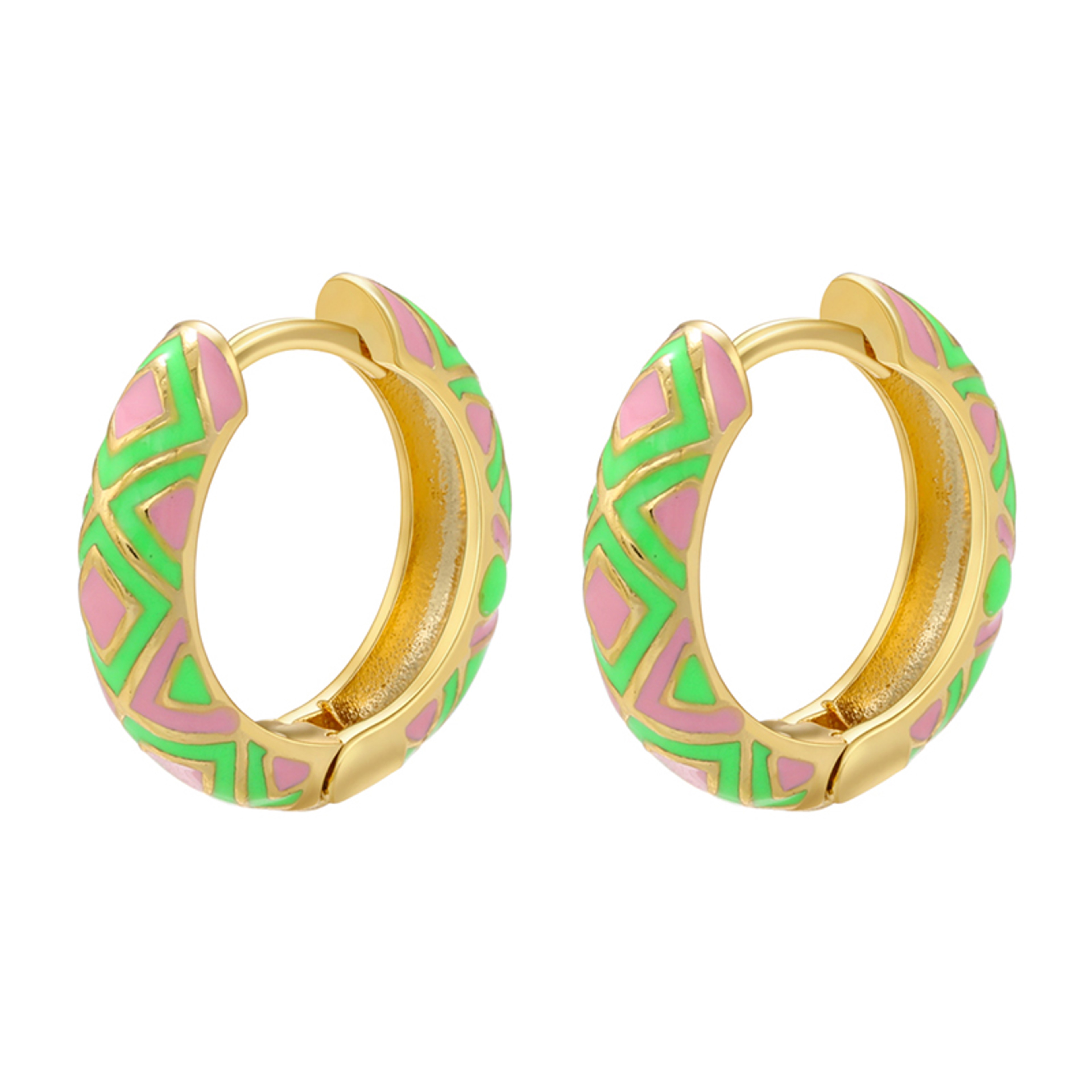 Elegant Geometric Hoop Earrings Gold Plated Enamel Small Hoop Earrings For Women 2