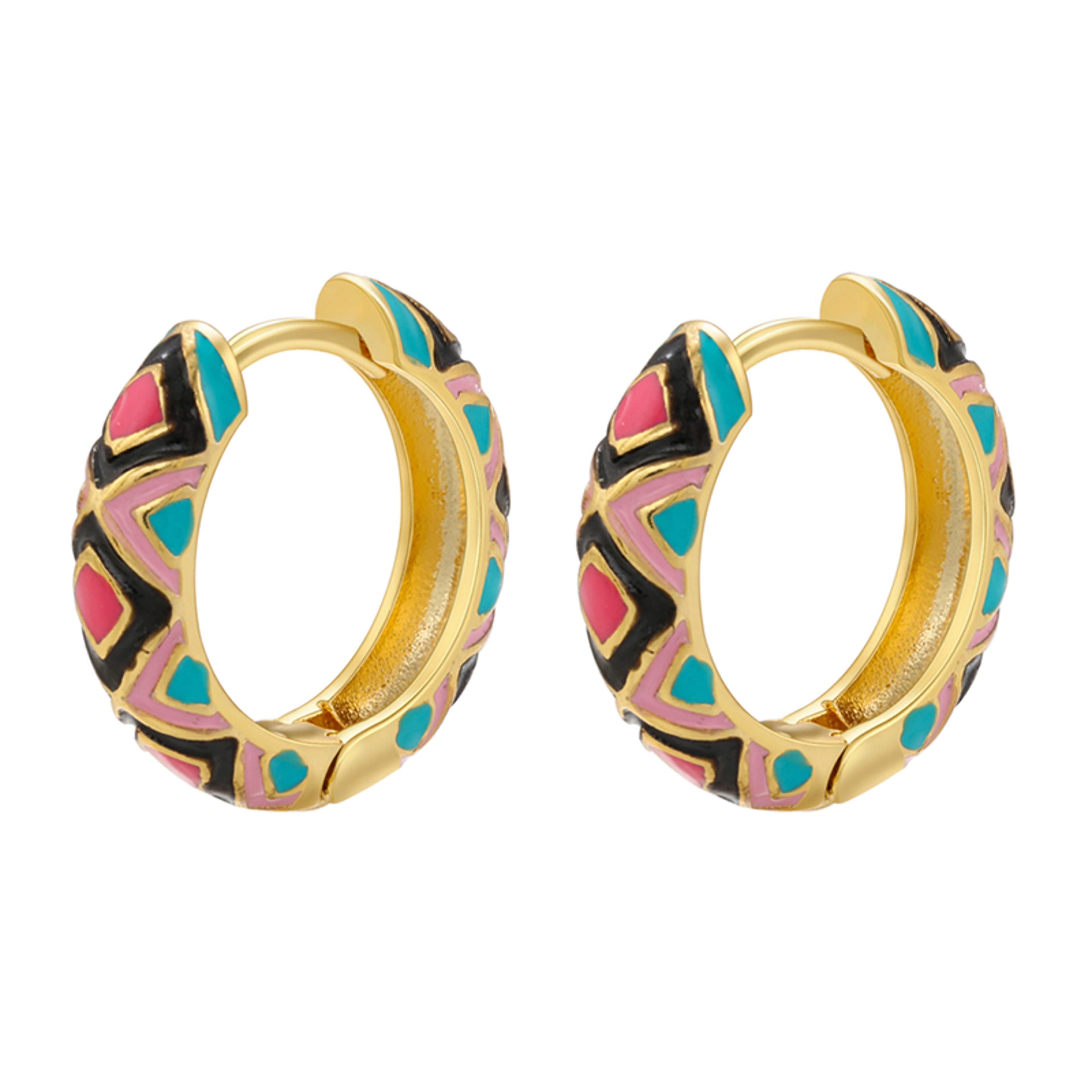 Elegant Geometric Hoop Earrings Gold Plated Enamel Small Hoop Earrings For Women 3