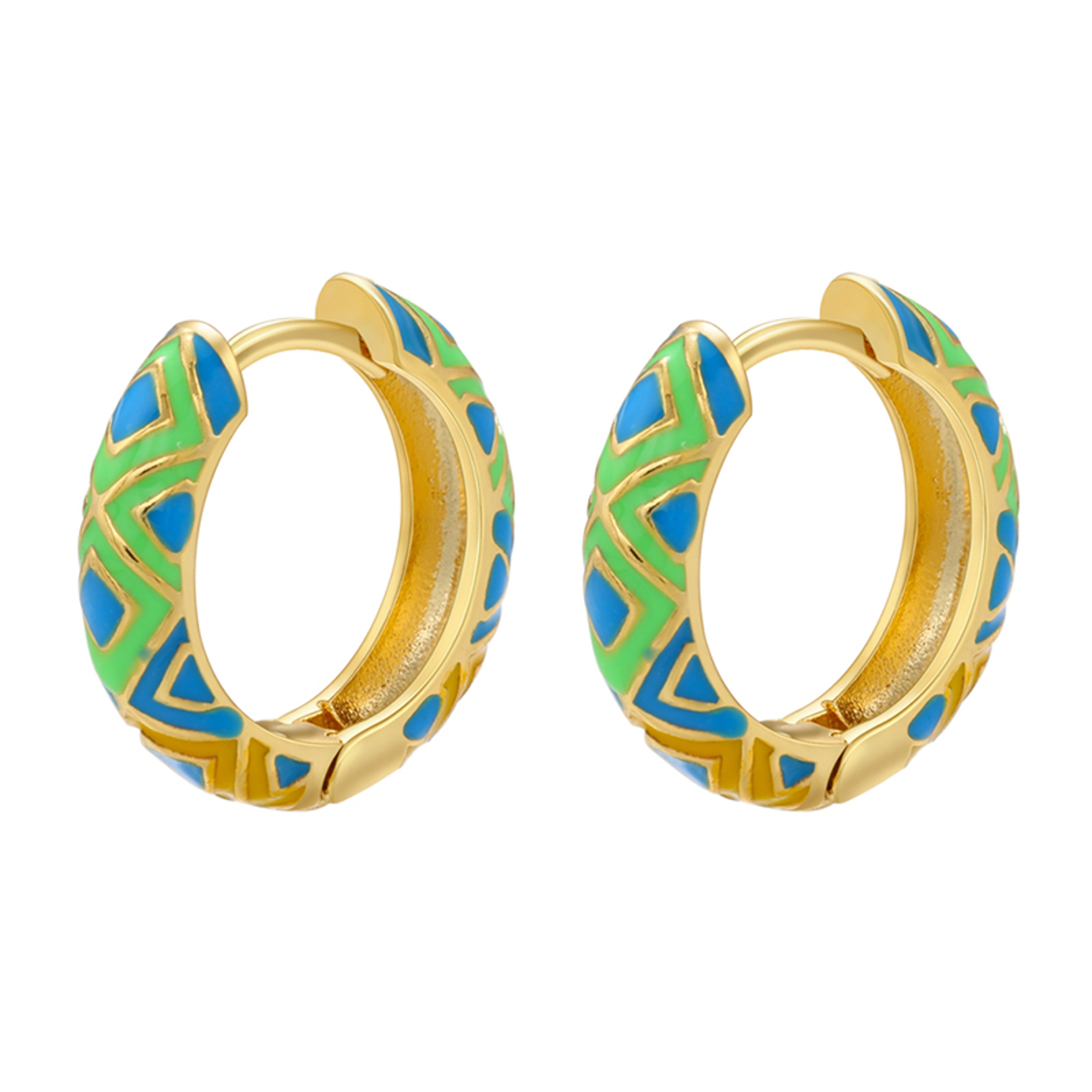 Elegant Geometric Hoop Earrings Gold Plated Enamel Small Hoop Earrings For Women 5