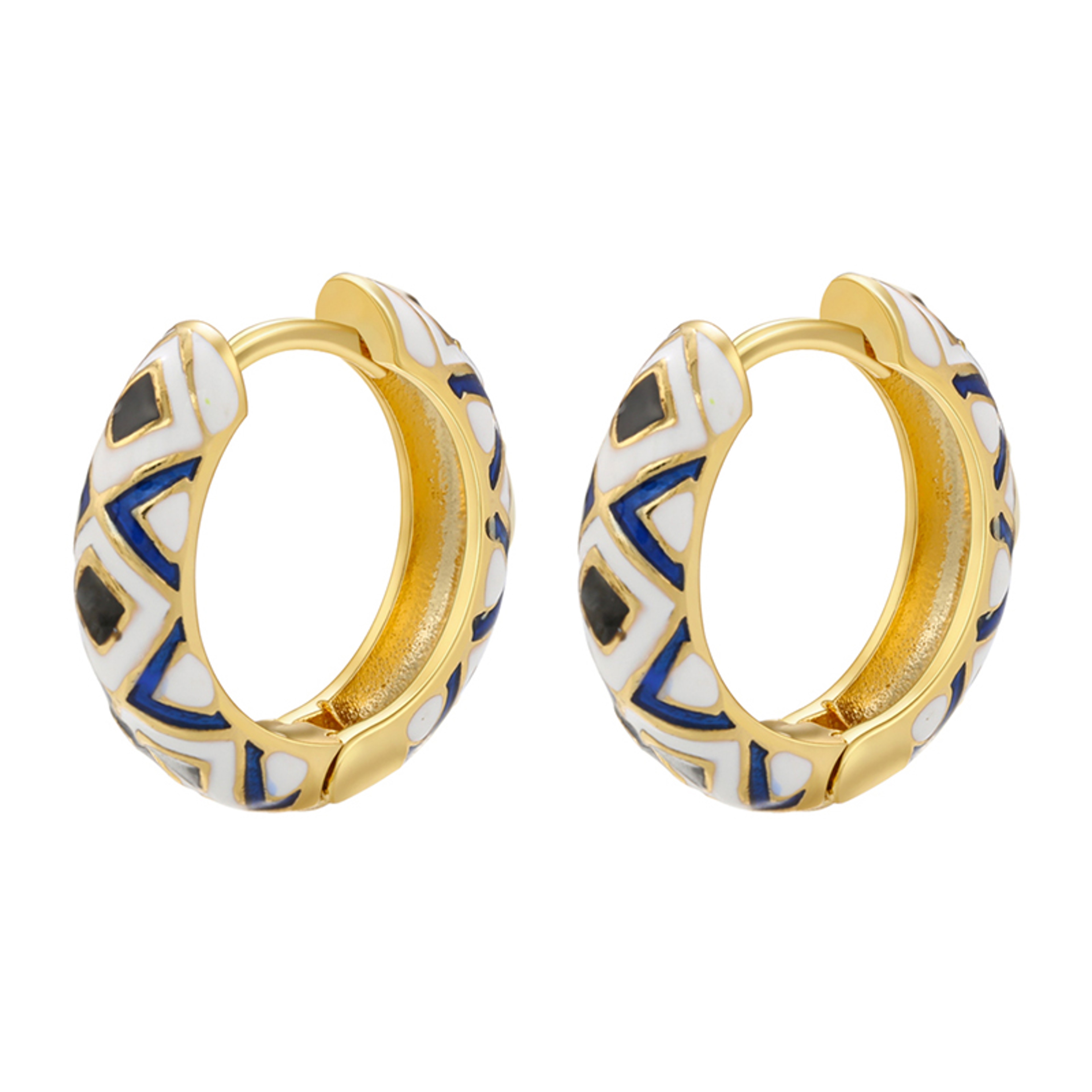Elegant Geometric Hoop Earrings Gold Plated Enamel Small Hoop Earrings For Women 7