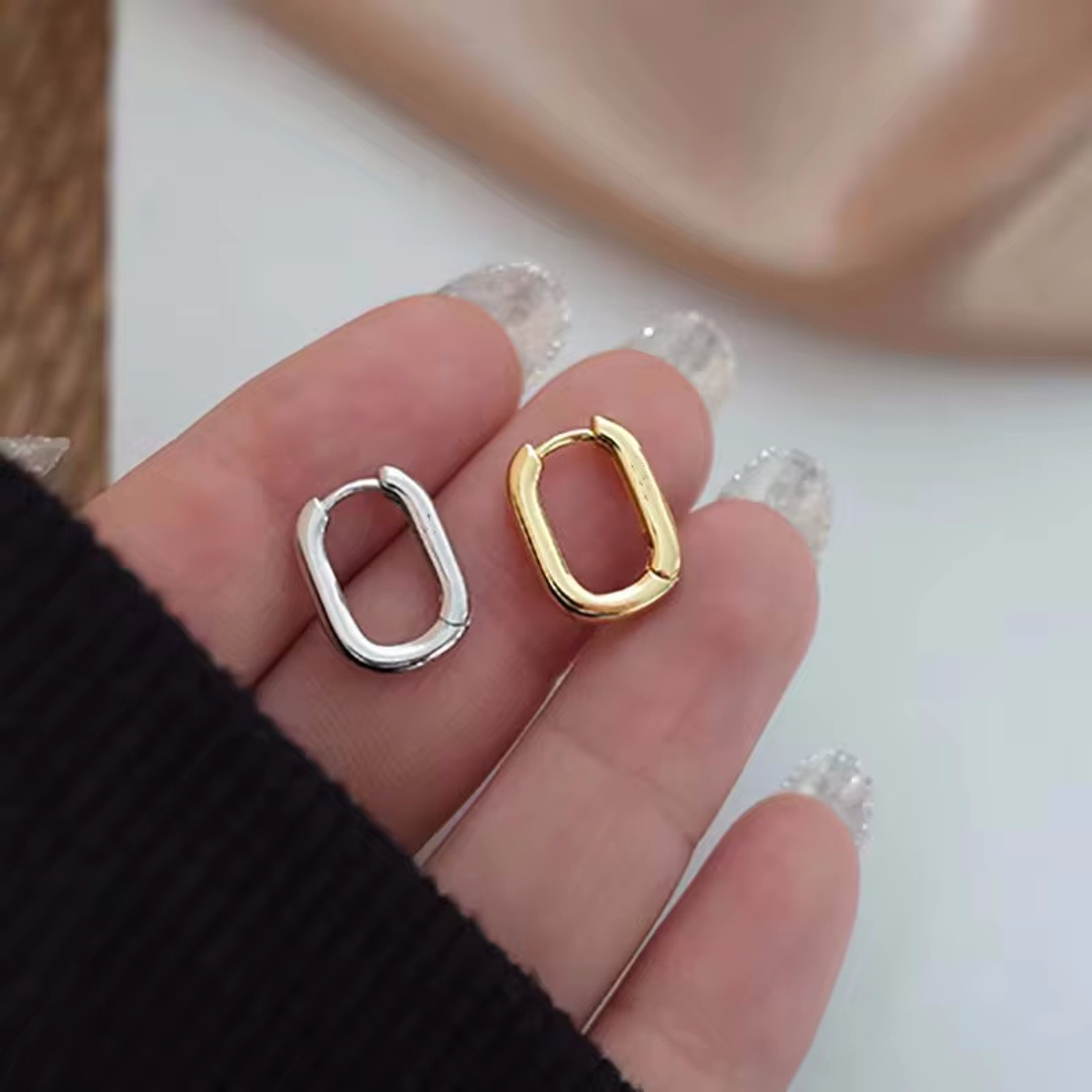 Vintage U Shape Silver Stud Earrings For Women Hypoallergenic Geometric Bridal Jewelry 5