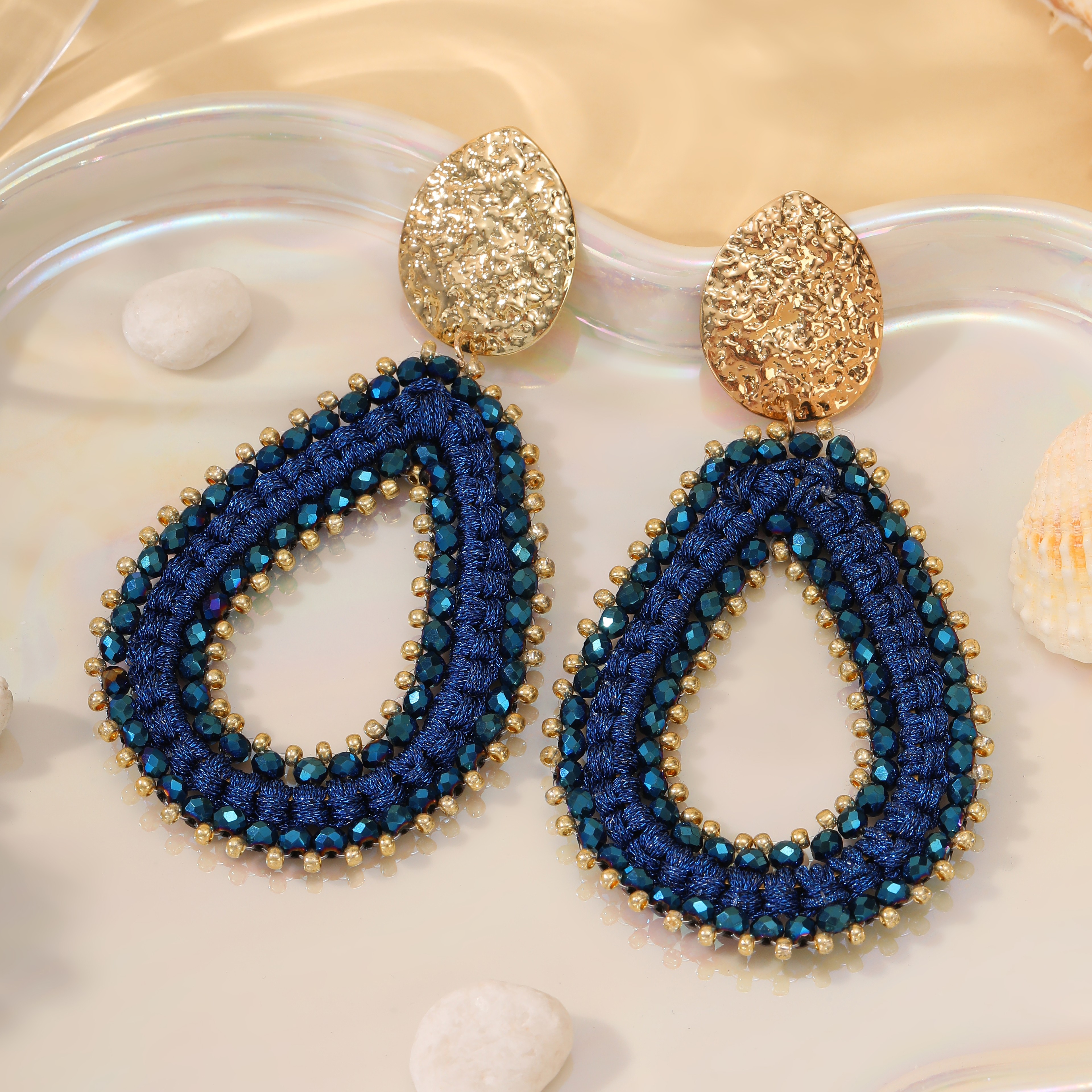 Water Drop Earrings Handmade Crystal Beaded Long Dangle Statement Earrings For Women 20
