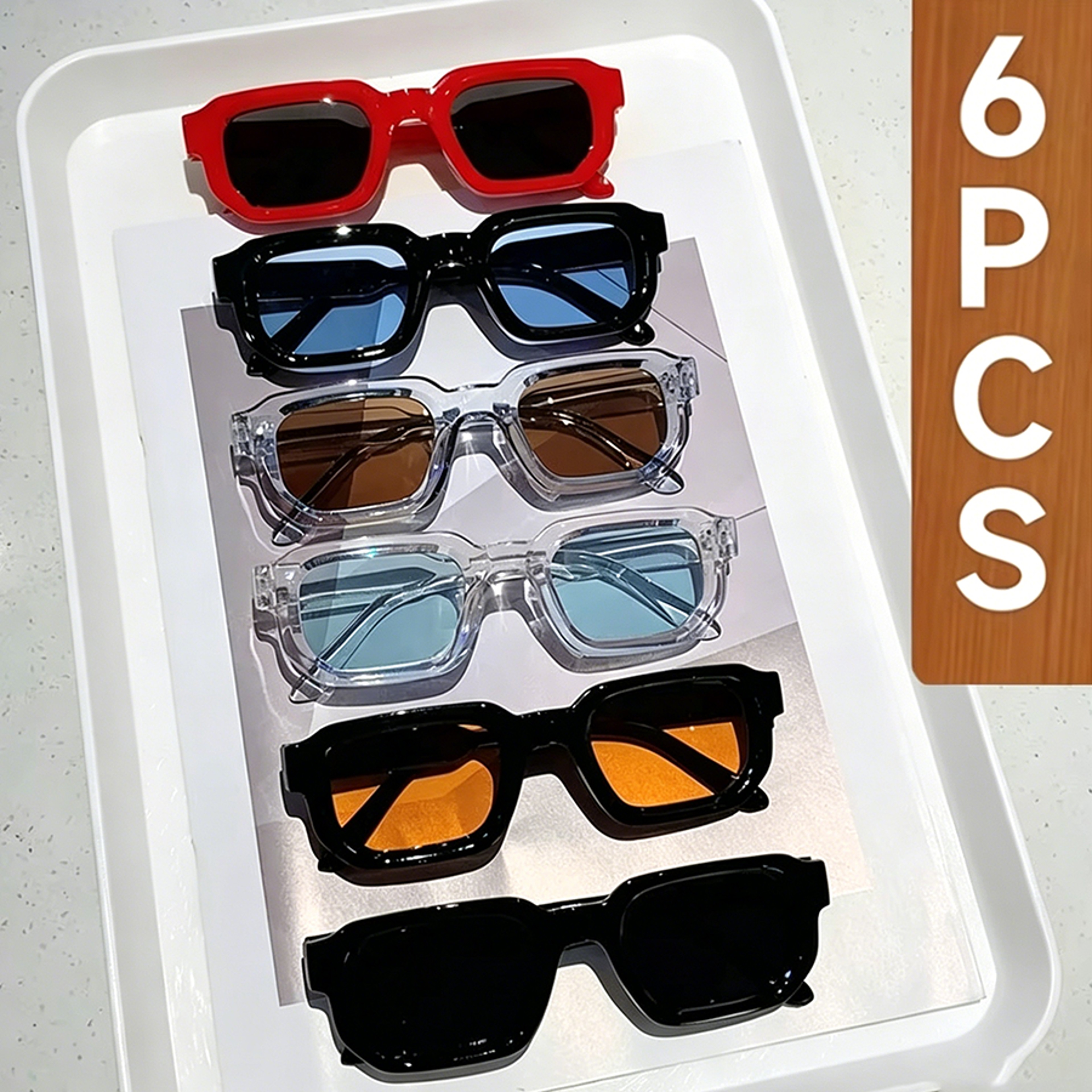 Vintage Rectangle Sunglasses Set with UV Protection for Men & Women – view 1