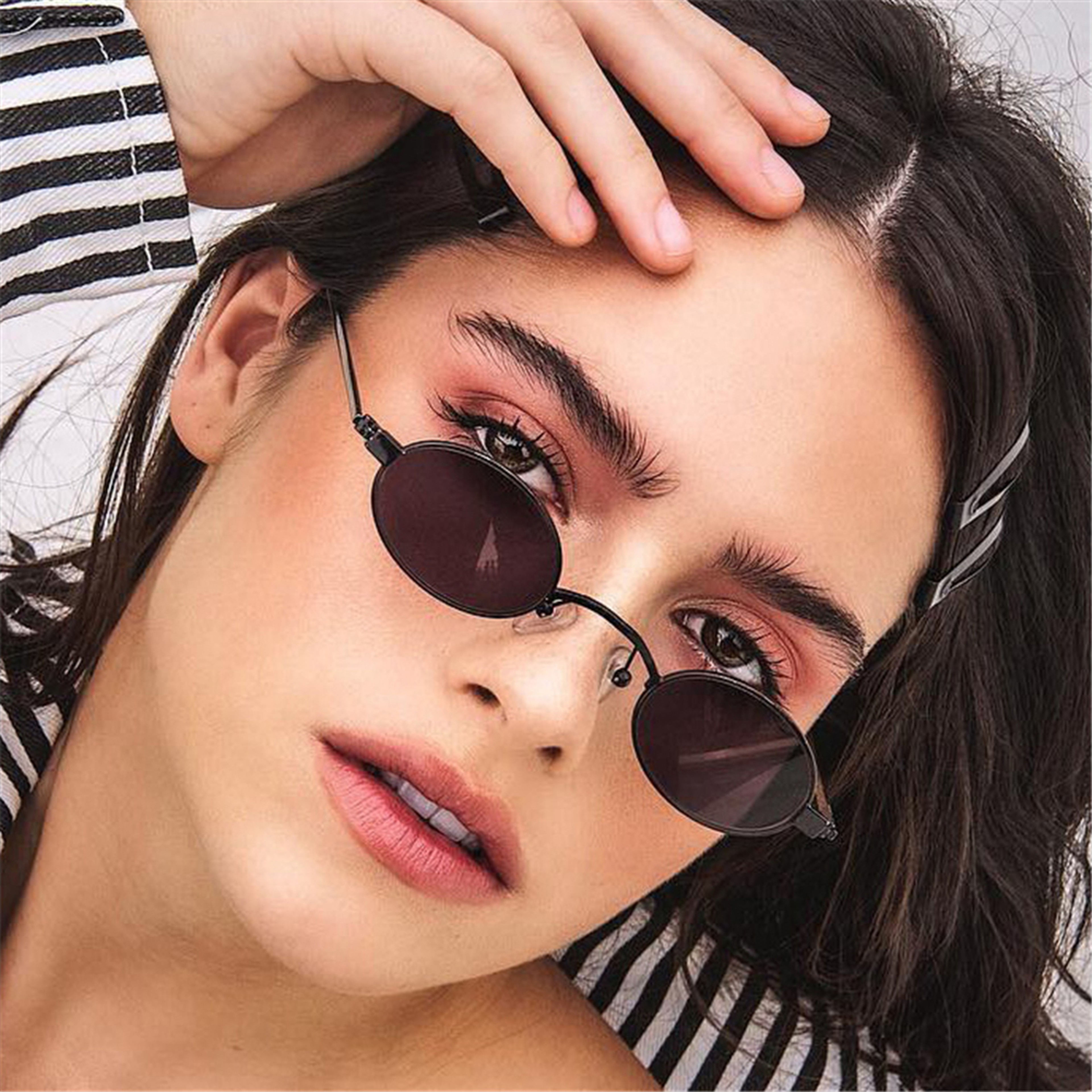 Small Oval Sunglasses For Women Vintage Sunglasses With Gold Metal Frame Retro Shades 1