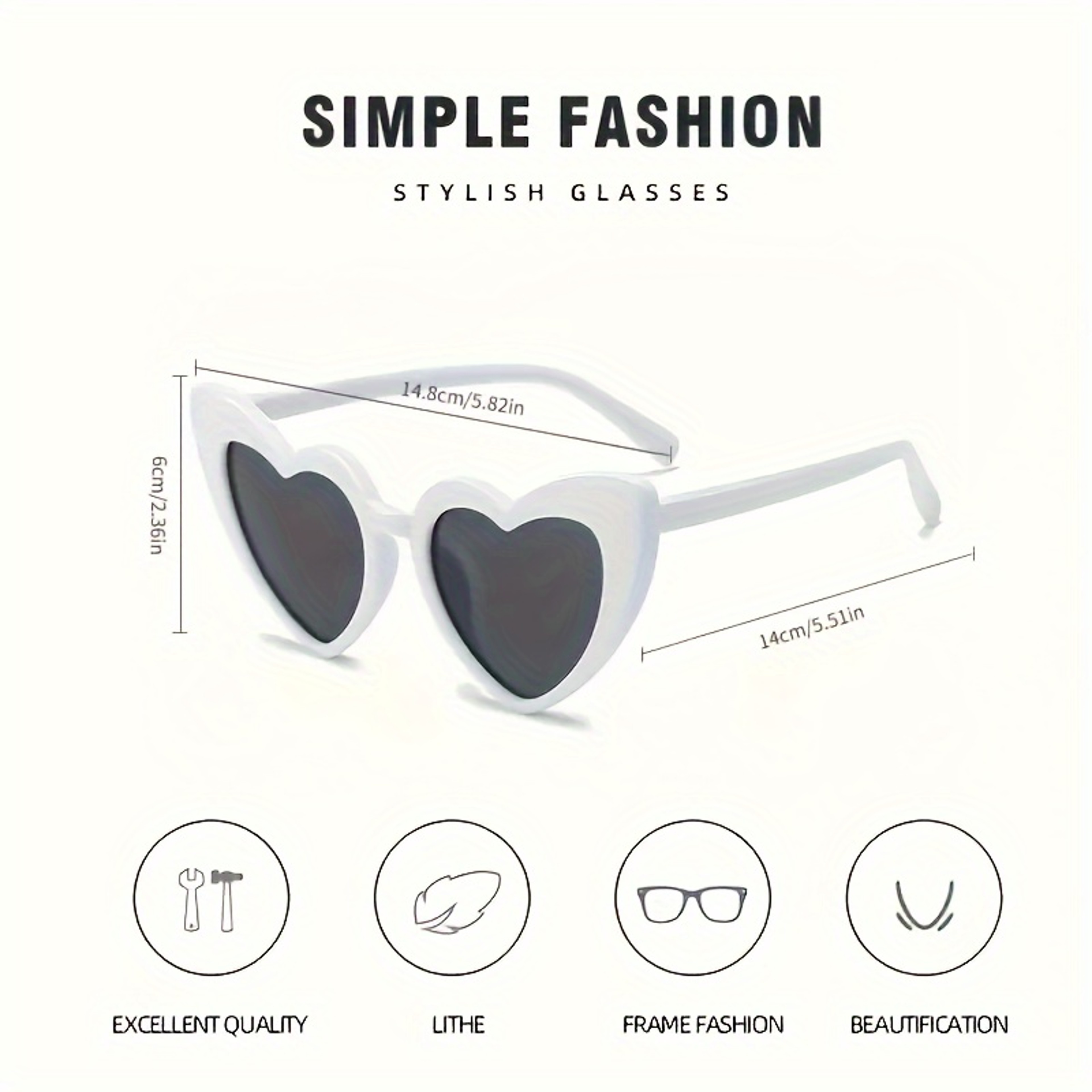 Vintage Heart Shaped Sunglasses UV Party Eyewear for Weddings, Travel & Events – view 4