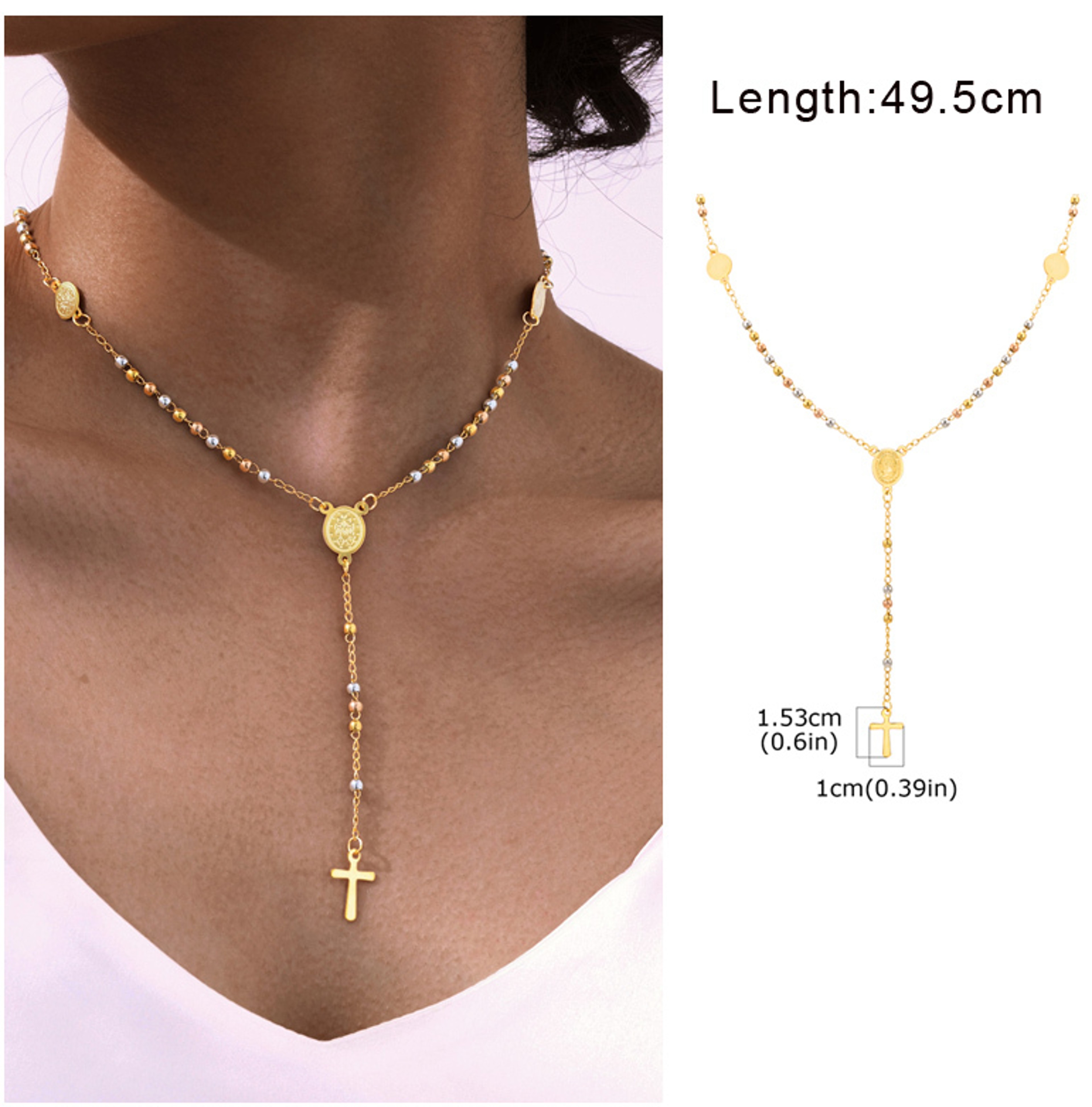 Elegant Y Necklace Minimalist Drop Bar Lariat Necklace with Beaded Chain for Women – view 13