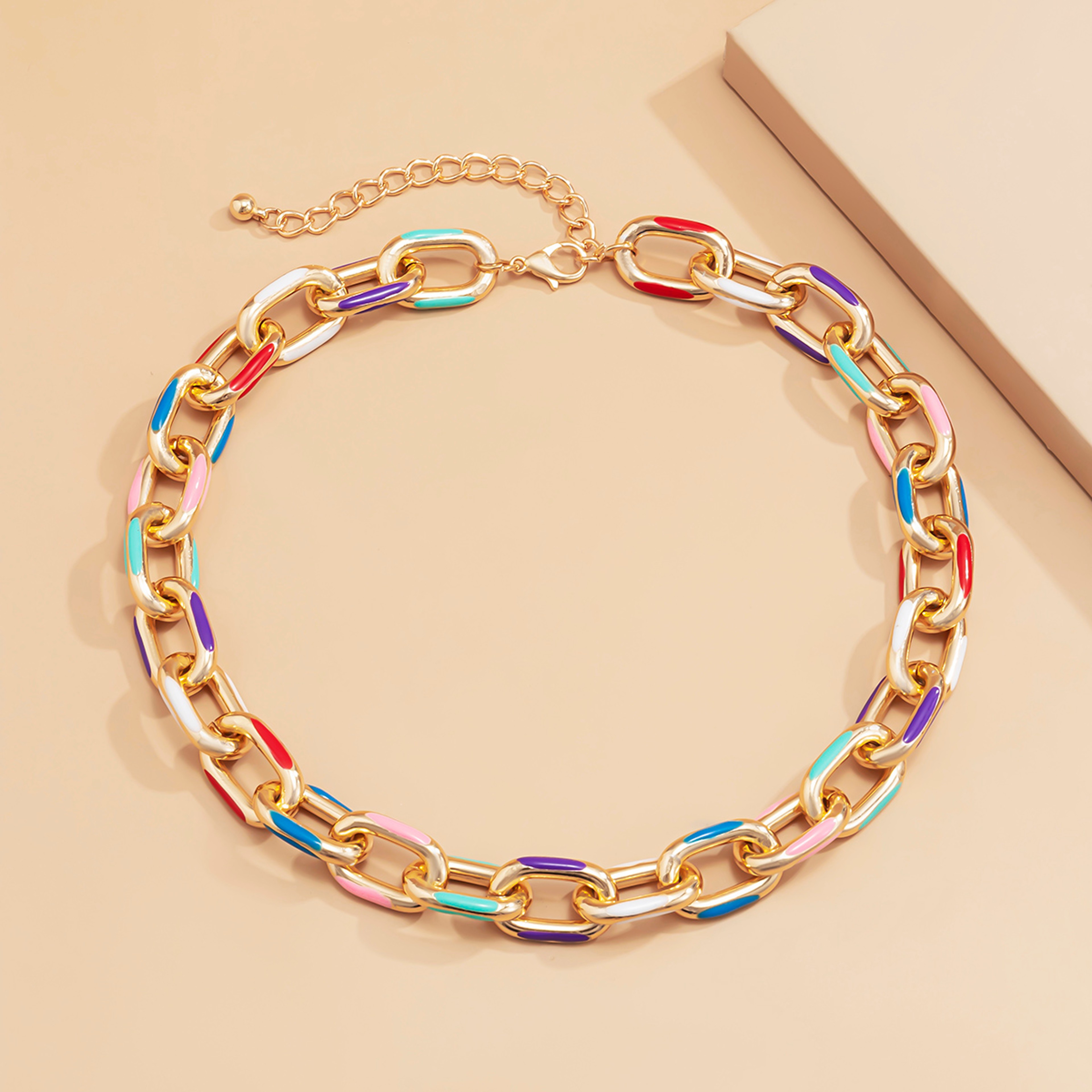 Cross Choker Necklace Steampunk Necklace with Colorful Enamel Cross Chain – view 6