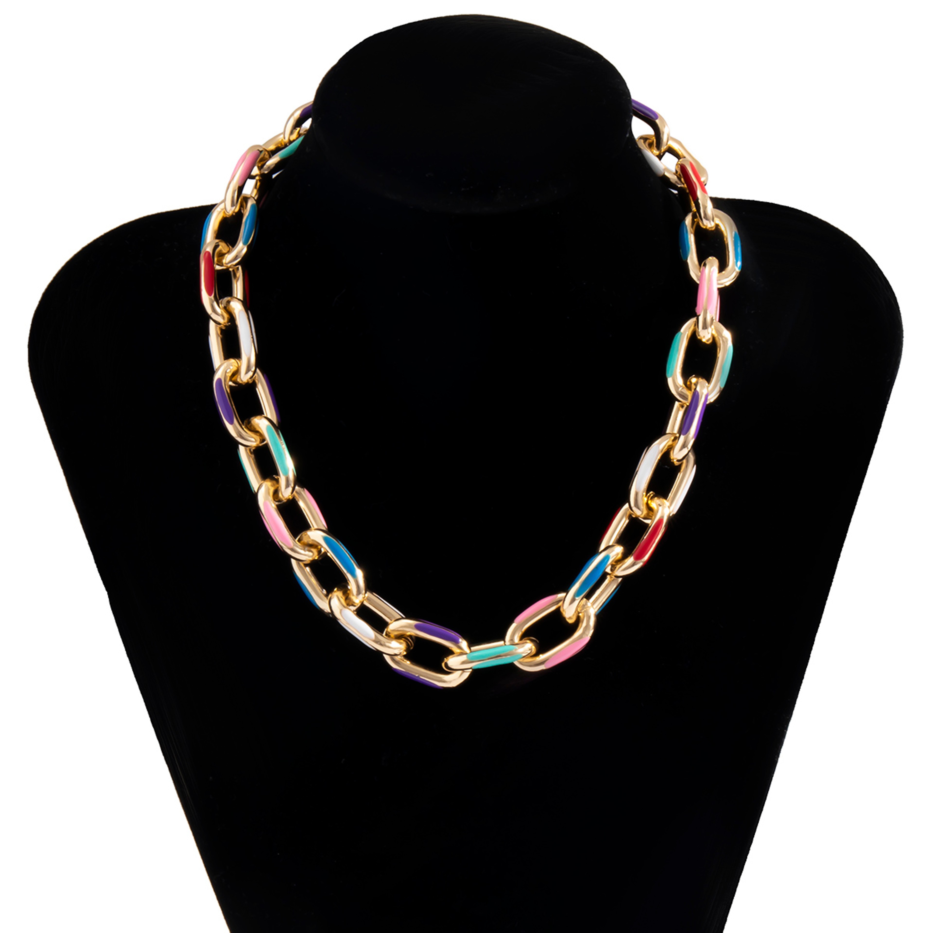 Cross Choker Necklace Steampunk Necklace with Colorful Enamel Cross Chain – view 7