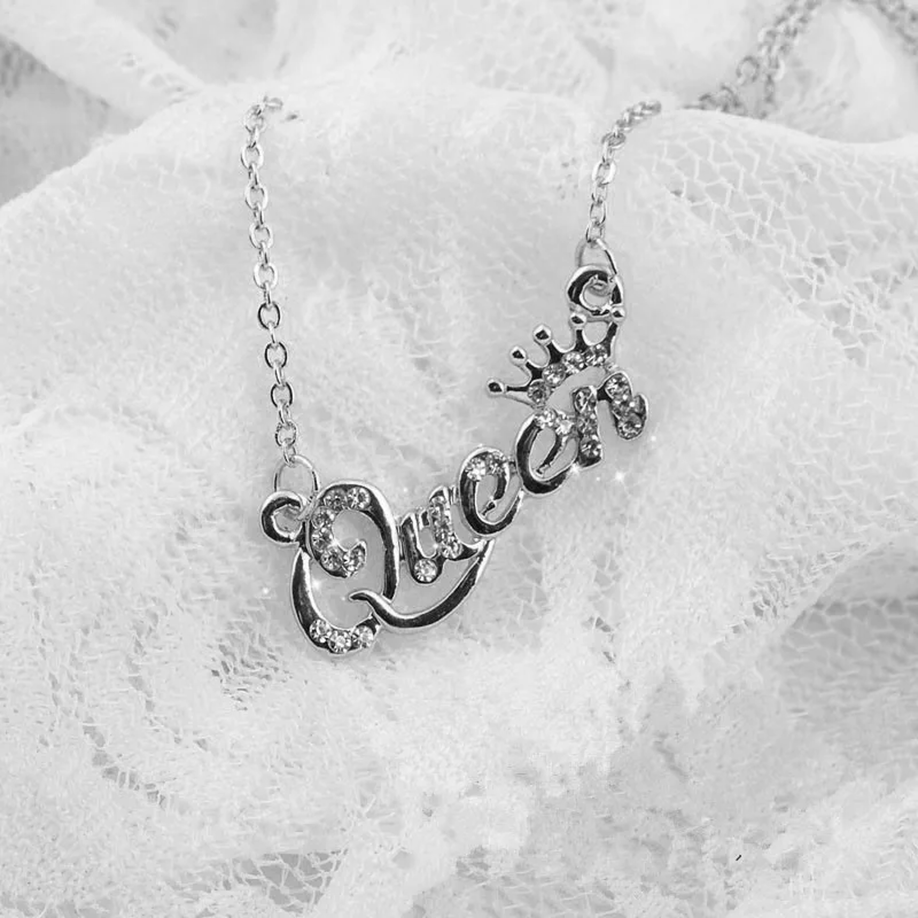 Luxury Gold Crown Necklace with Sparkling Zircon Queen Pendant for Women – view 8