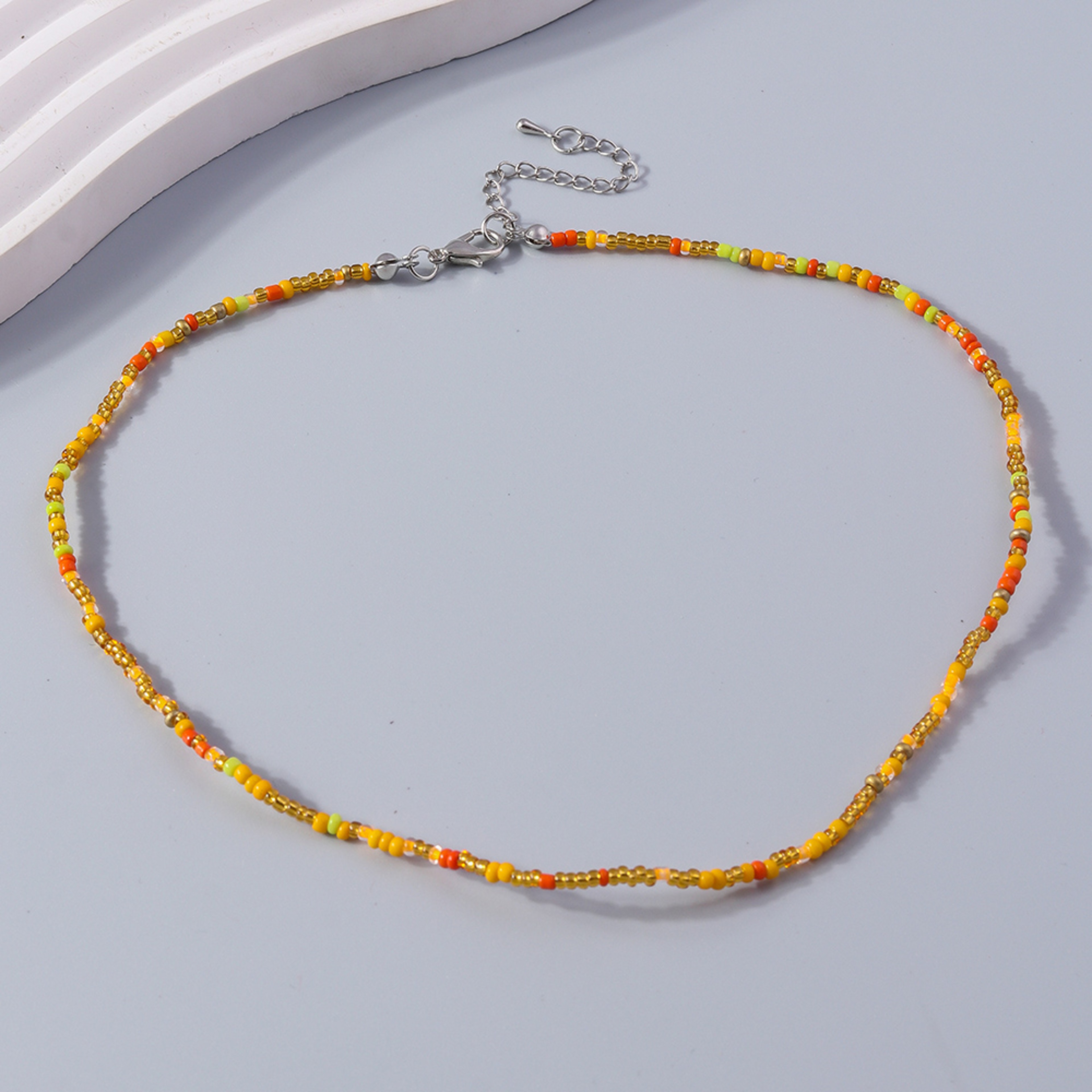 Flower Beaded Friendship Necklace Colorful Seed Bead Summer Jewelry For Women  Kids 14