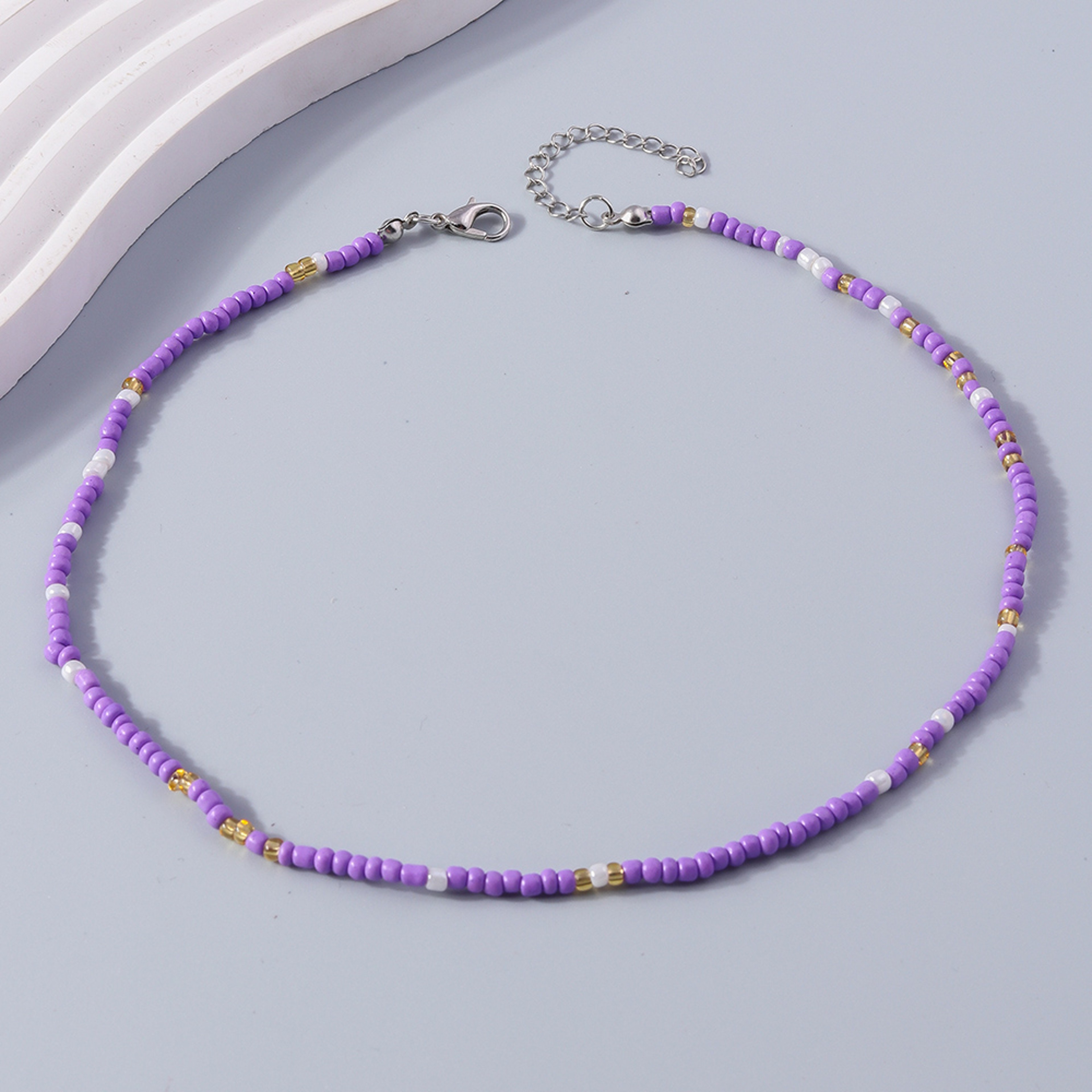 Flower Beaded Friendship Necklace Colorful Seed Bead Summer Jewelry For Women  Kids 16