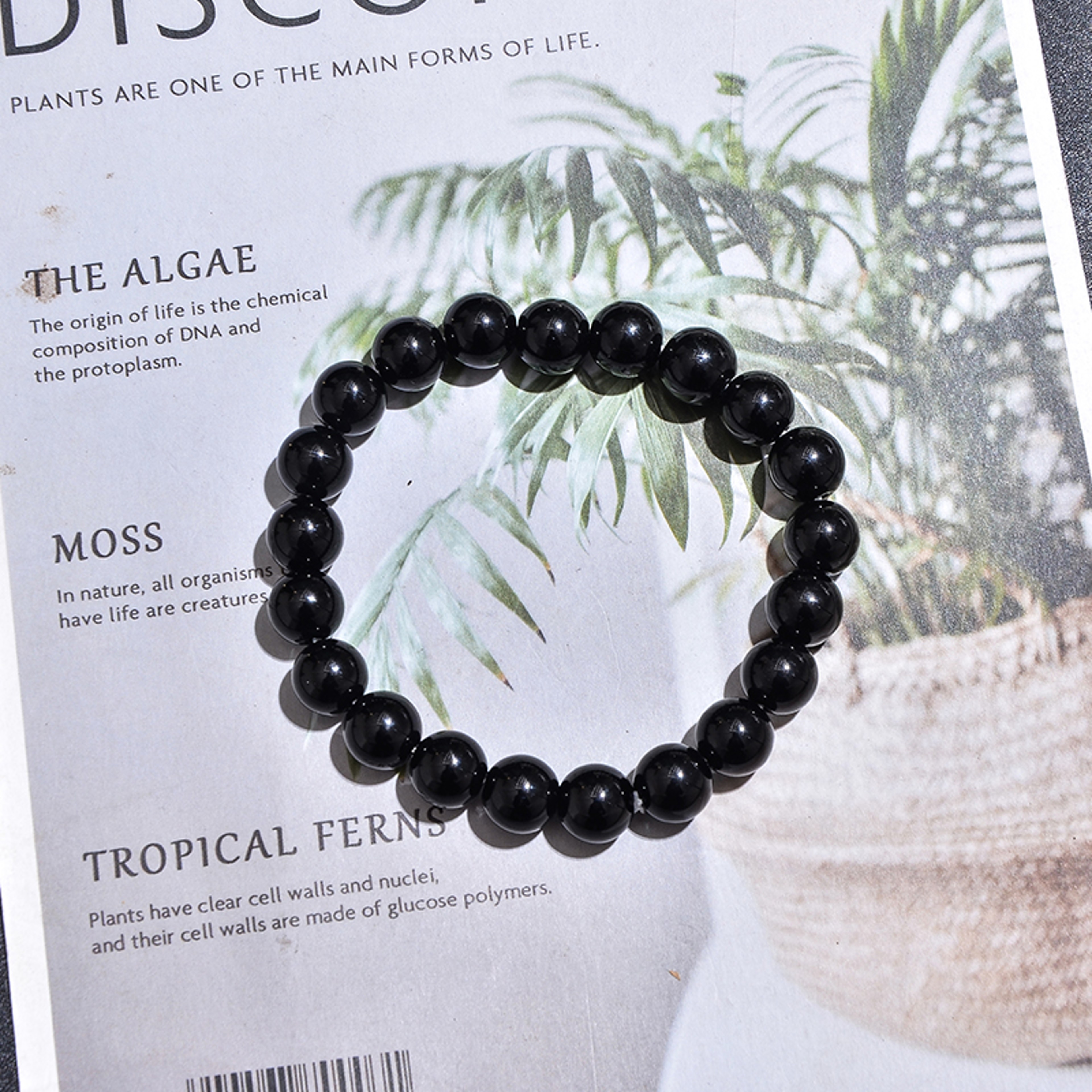 Black Onyx Necklace & Beaded Bracelet Set Unisex Long Choker Jewelry – view 4