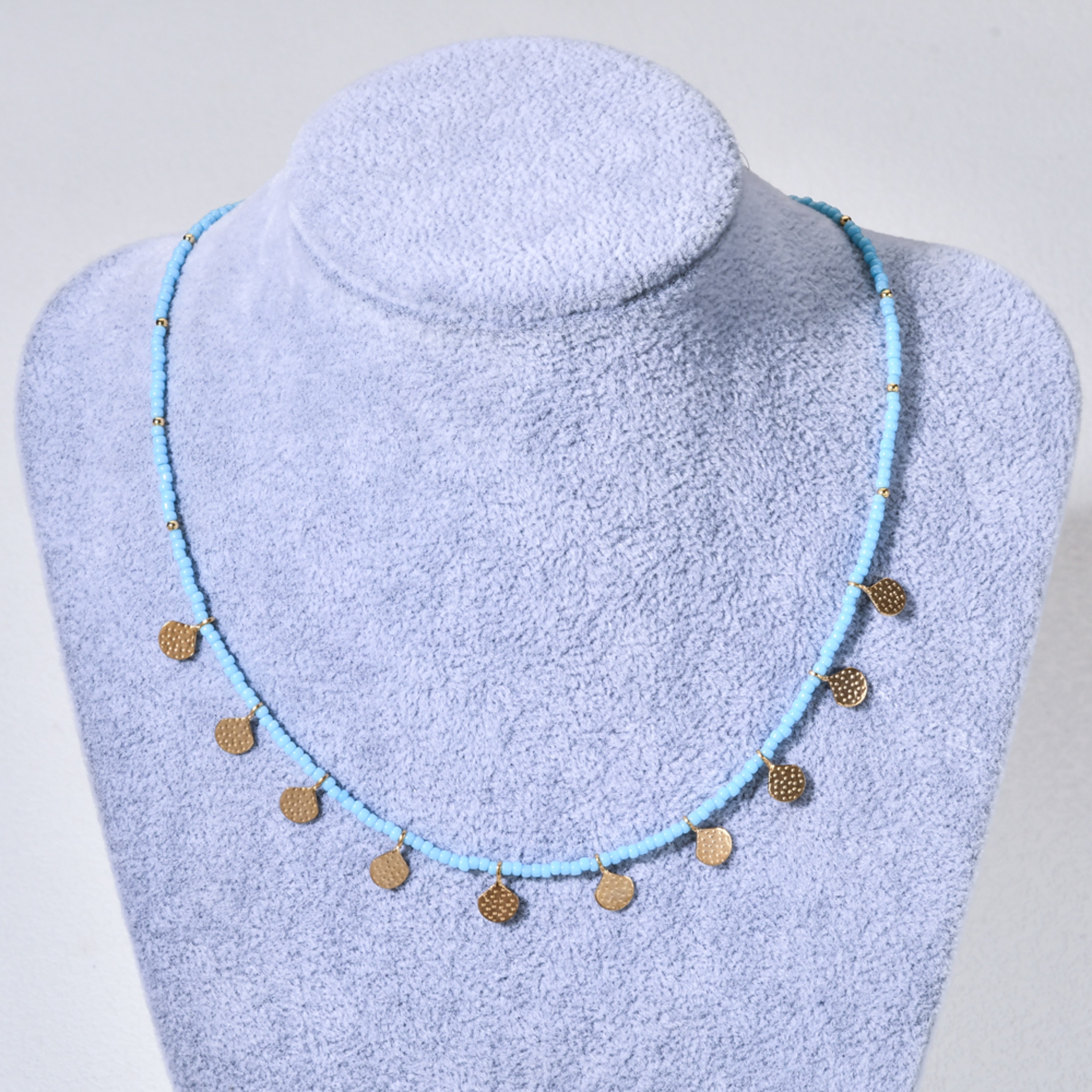 Beaded Stainless Steel Necklace with Rainbow Charm Handmade Bohemian Choker – view 6
