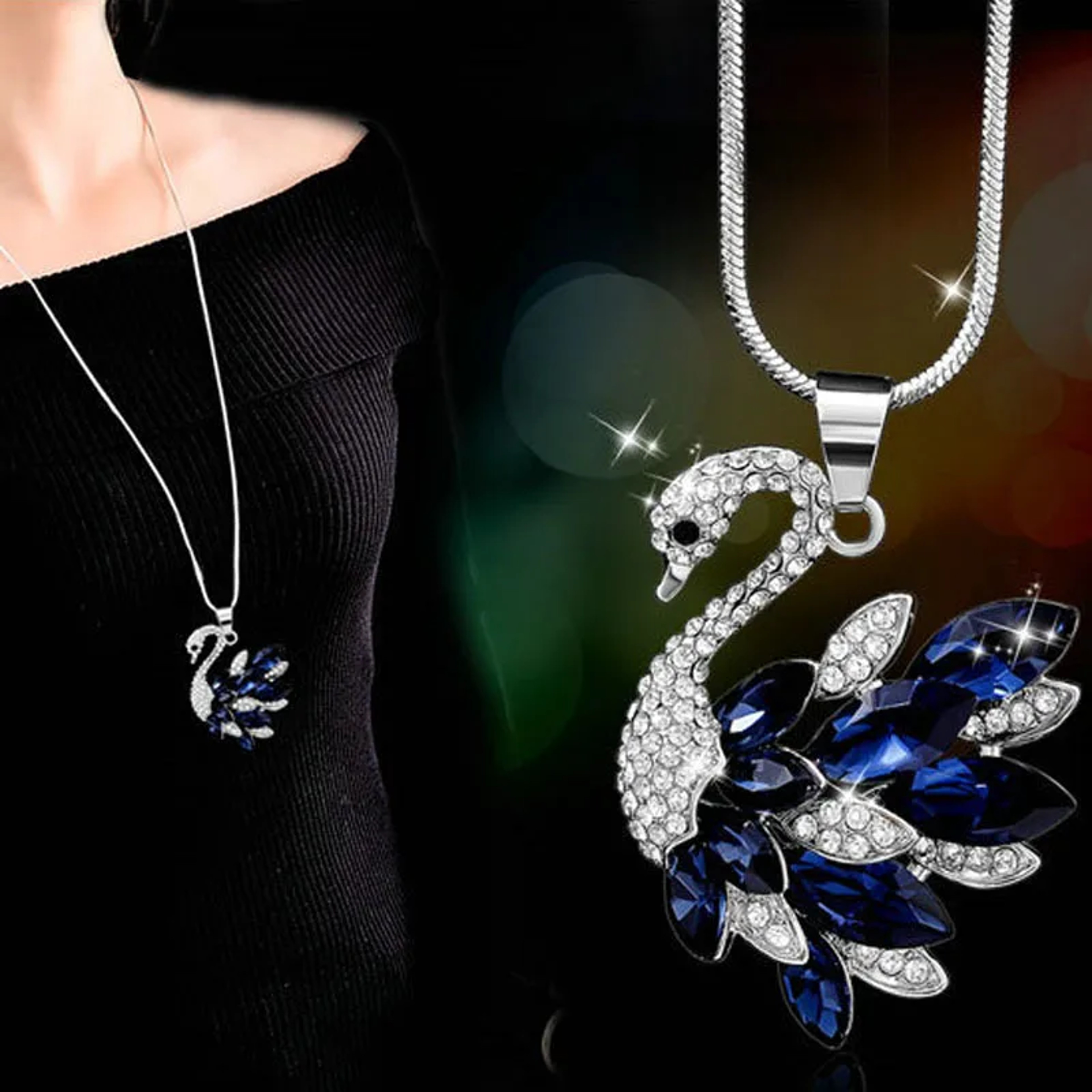 Elegant Pearl Choker Necklace with Long Silver Chain Pendant for Women – view 10