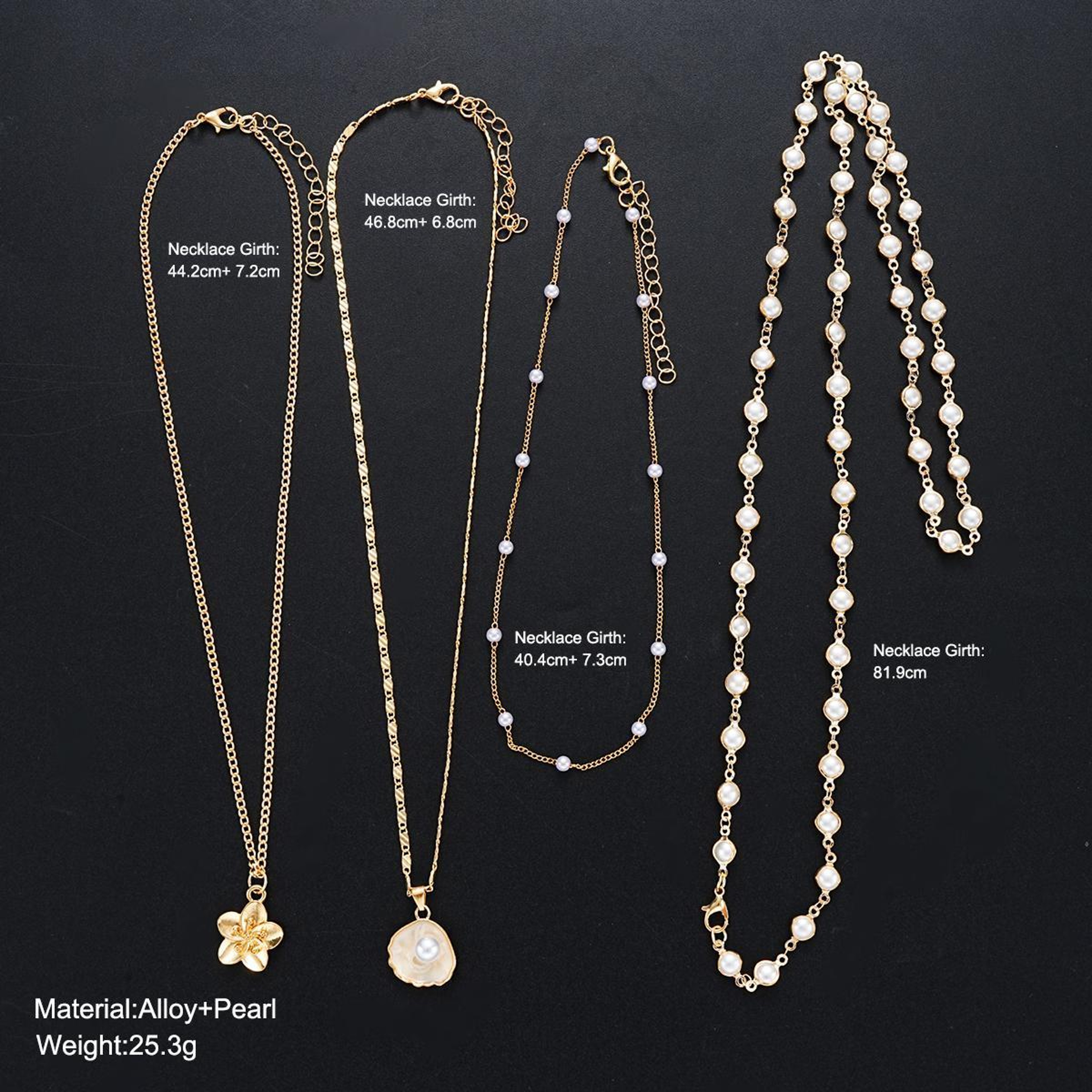 Retro Flower Pendant Necklace with Pearl Layered Long Stainless Steel Sweater Chain – view 2