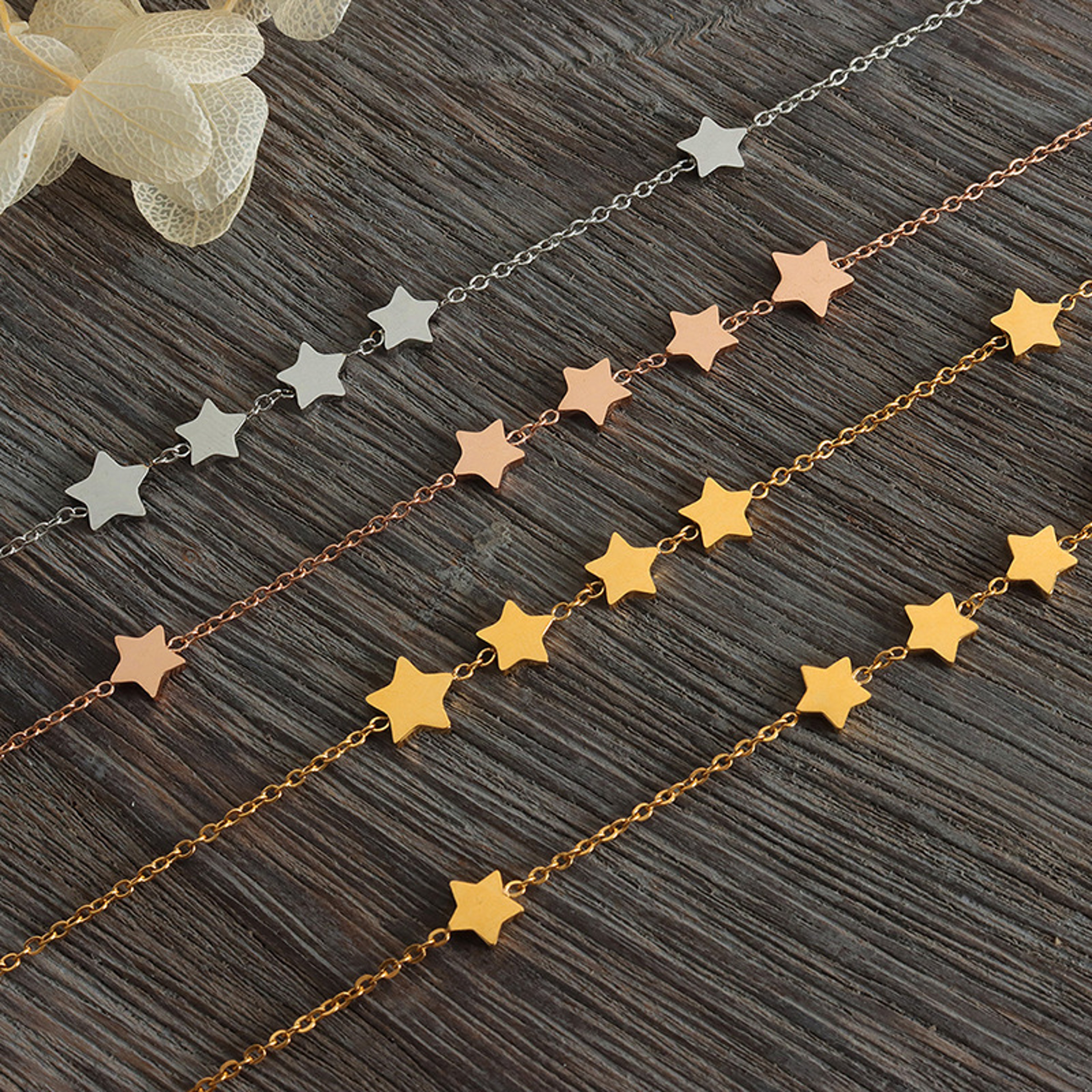 Celestial Star Charm Necklace In Gold Plated Stainless Steel For Women 4