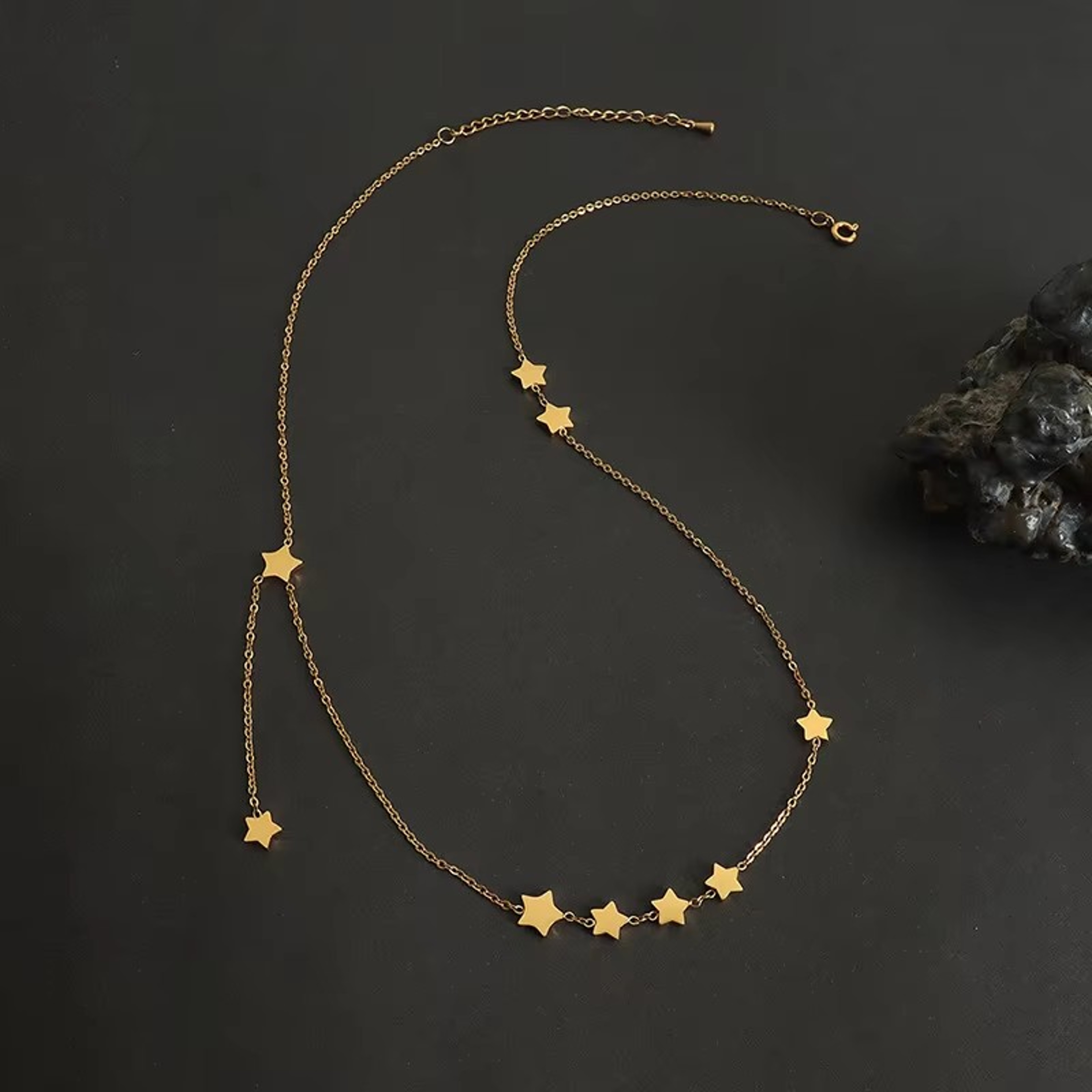 Celestial Star Charm Necklace In Gold Plated Stainless Steel For Women 6
