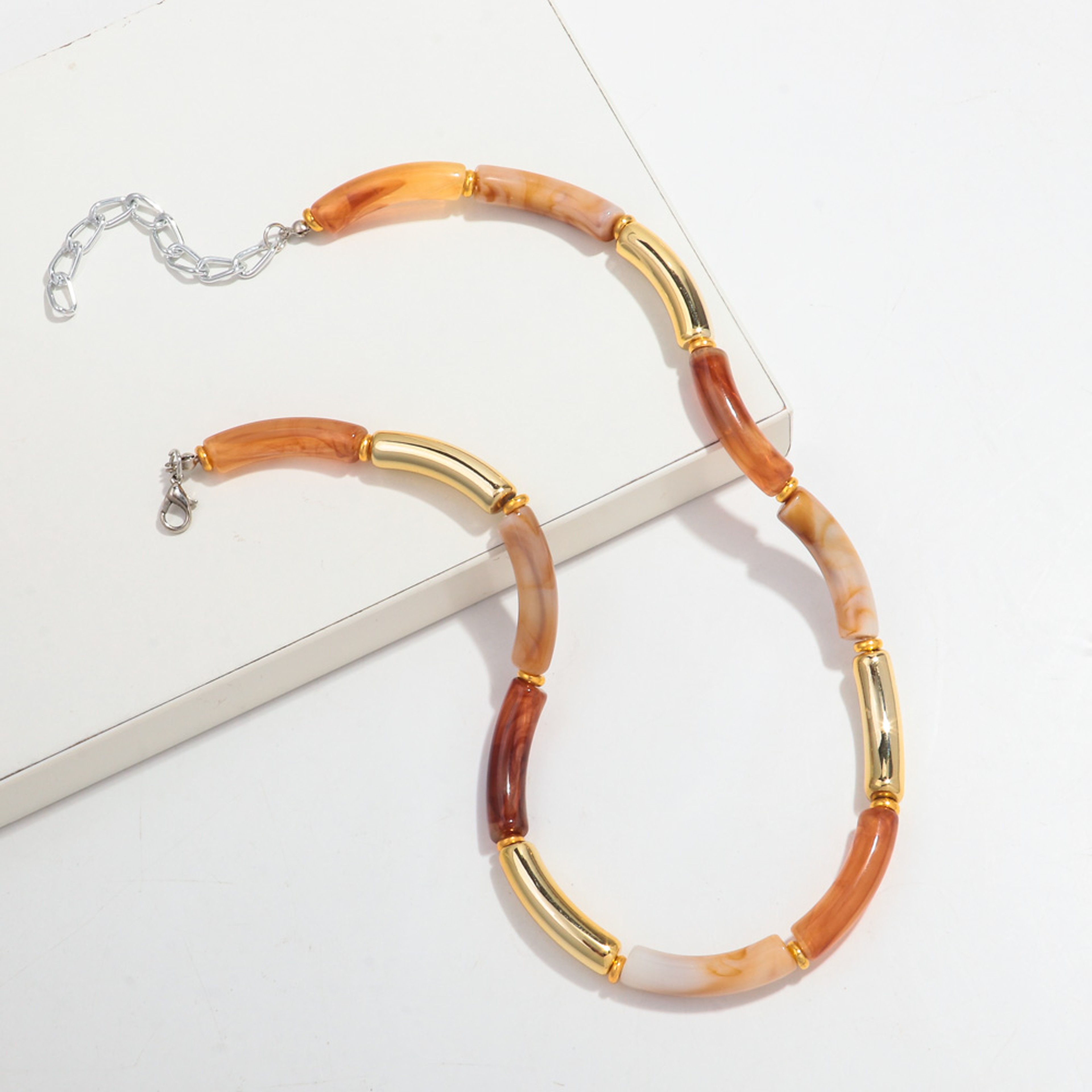 Vintage Bohemian Choker Necklace with Acrylic Bamboo Beads Statement Collar for Women – view 11