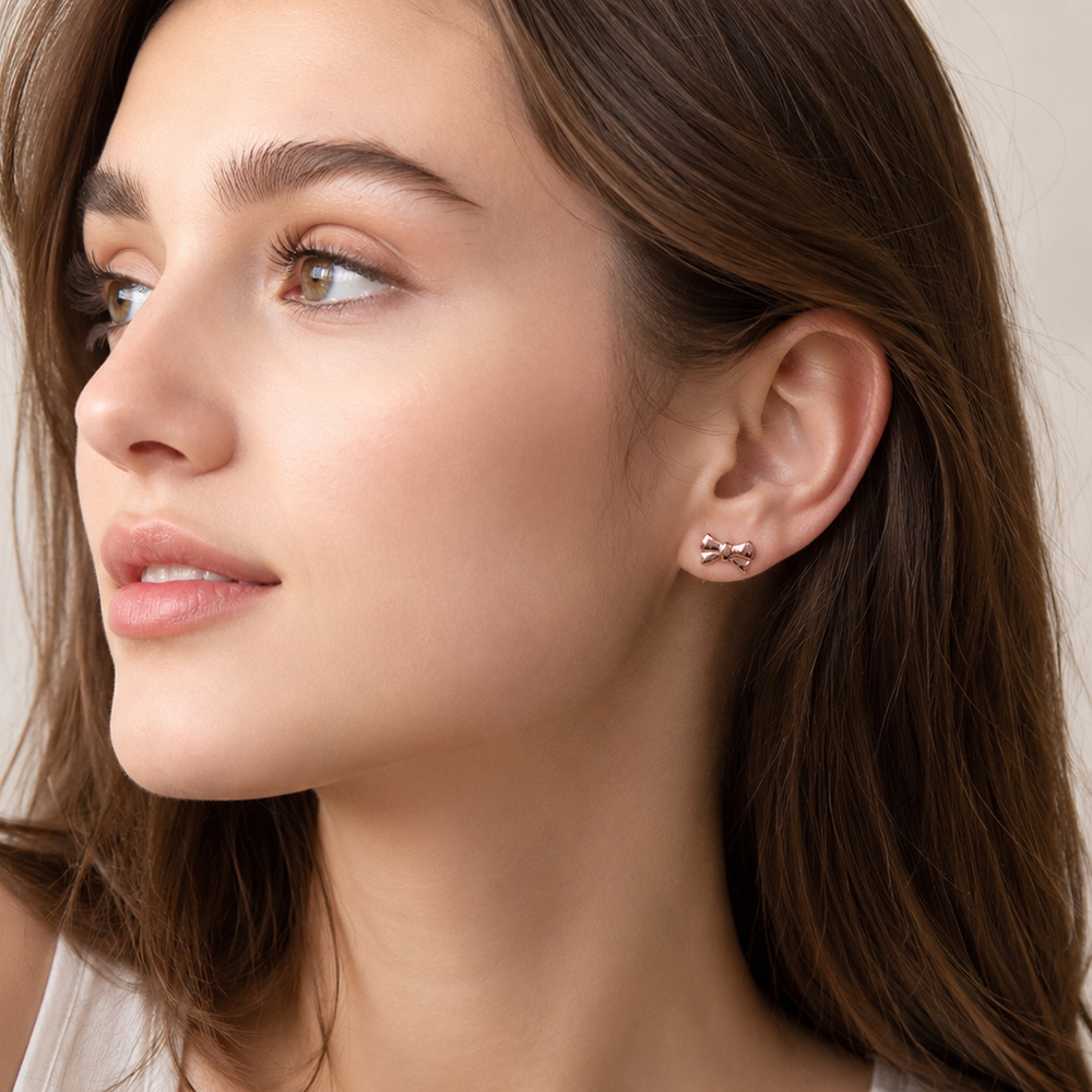 Stud Earrings Bow Style Fine Jewelry For Women Cute Gift In Sterling Silver 1
