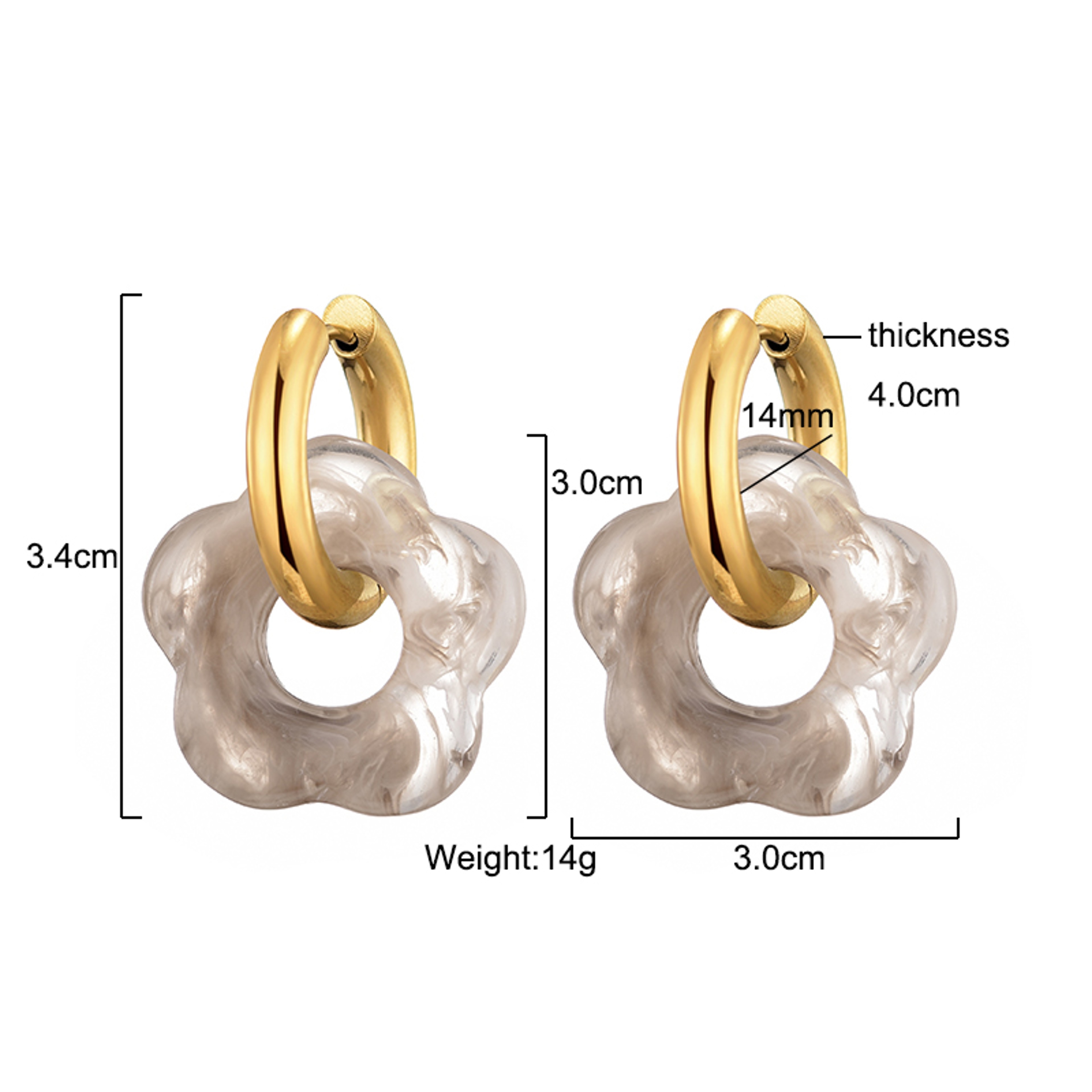 Bloom Glow Flower Drop Earrings Gold Stainless Steel Earrings with Resin Floral Hoop Design – view 5