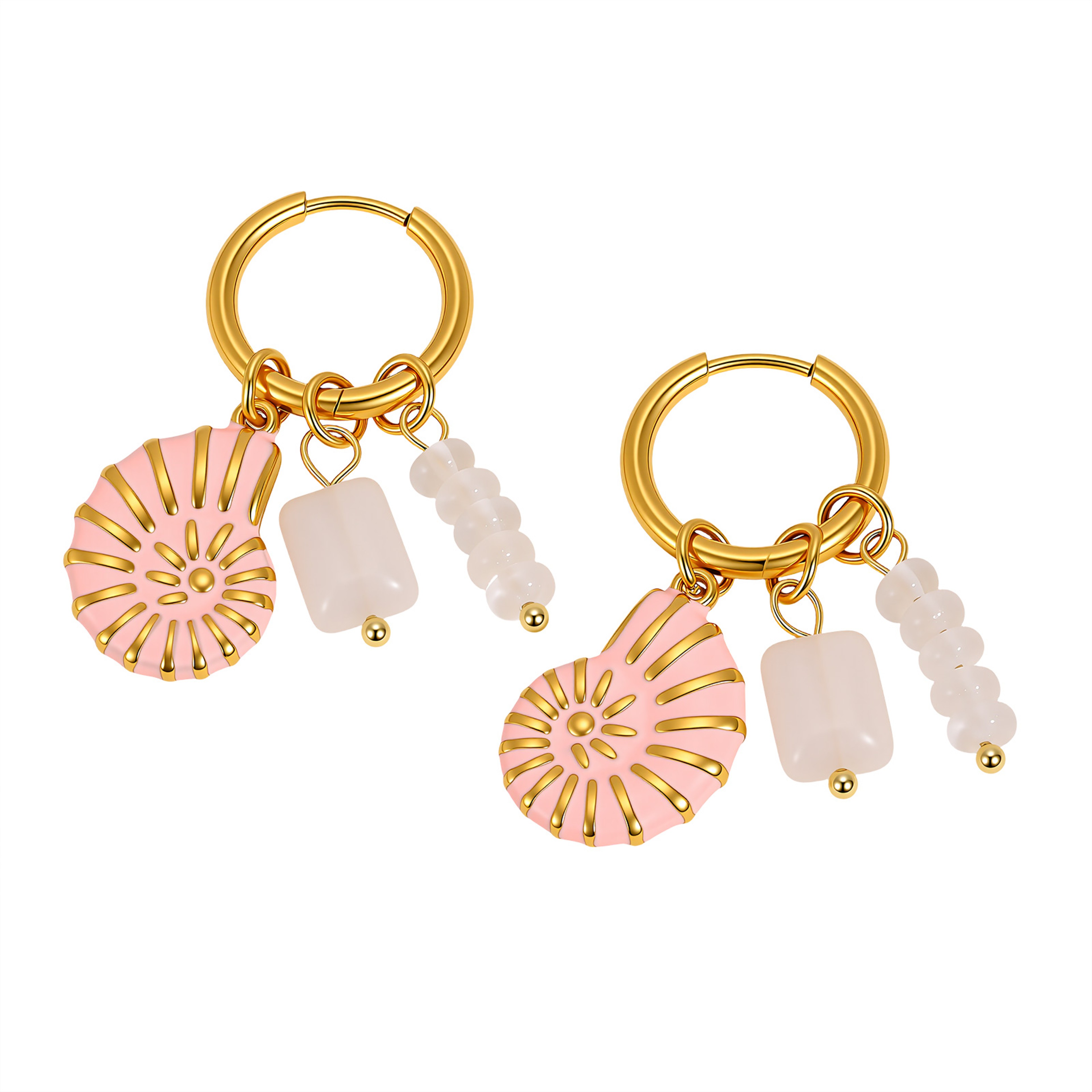 Ocean Charm Hoop Earrings with Starfish, Turtle & Shell Stainless Steel Dangle Jewelry – view 8