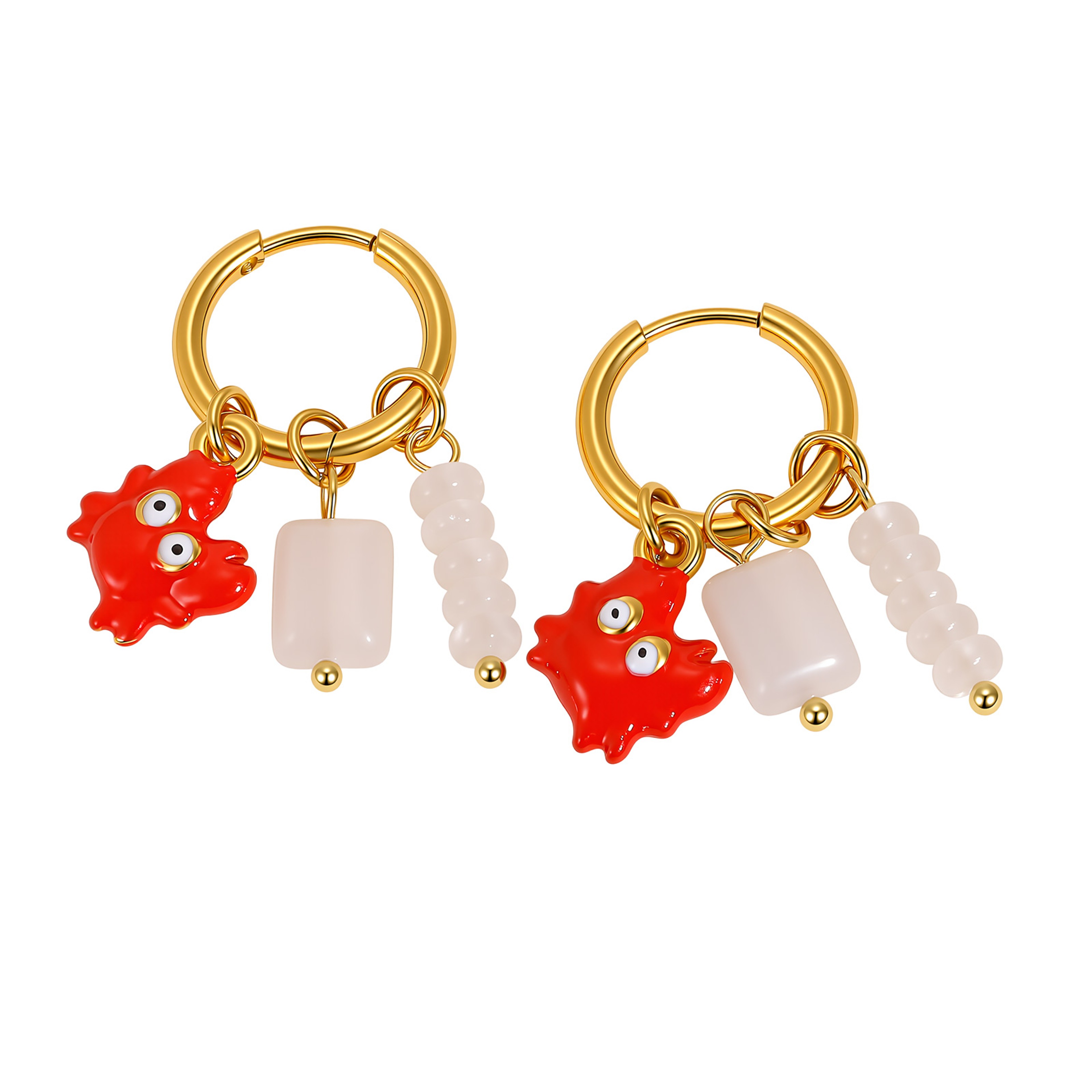 Ocean Charm Hoop Earrings with Starfish, Turtle & Shell Stainless Steel Dangle Jewelry – view 10