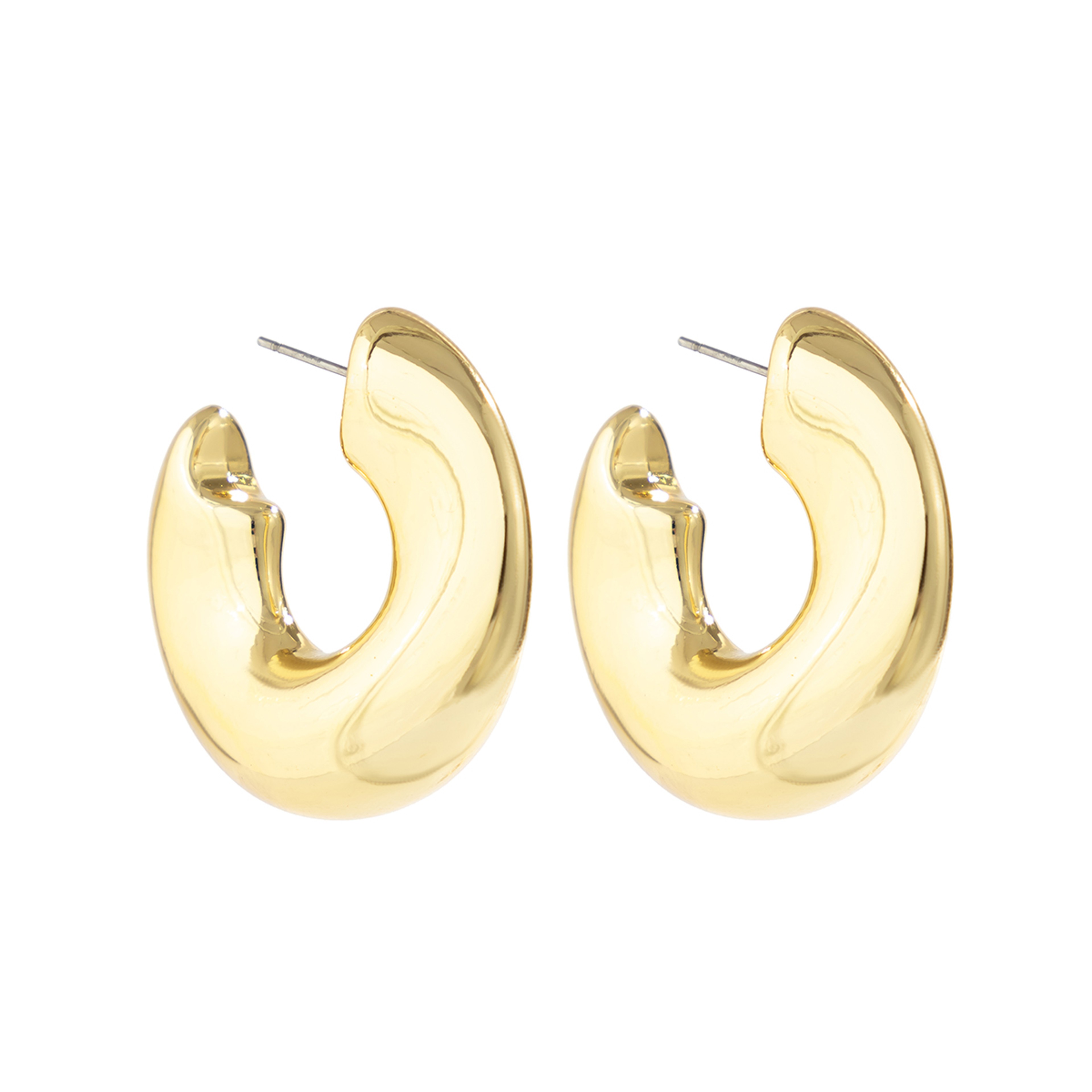 Glossy Irregular Hoop Earrings For Women Modern C Shape Hoop Earrings With Geometric Design 5