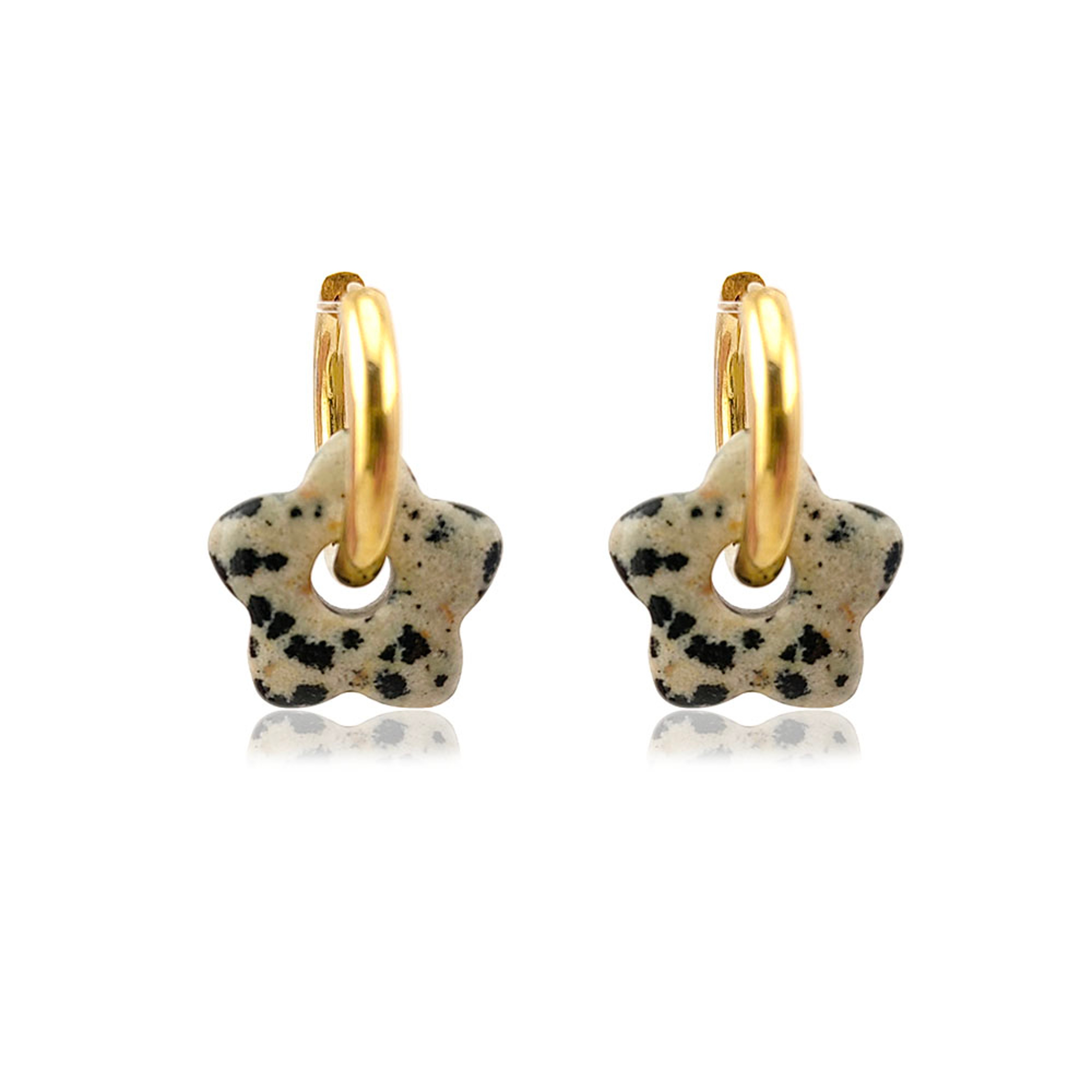 Gold Natural Stone Hoop Earrings for Women Waterproof Stainless Steel Green Stone Hoops – view 1
